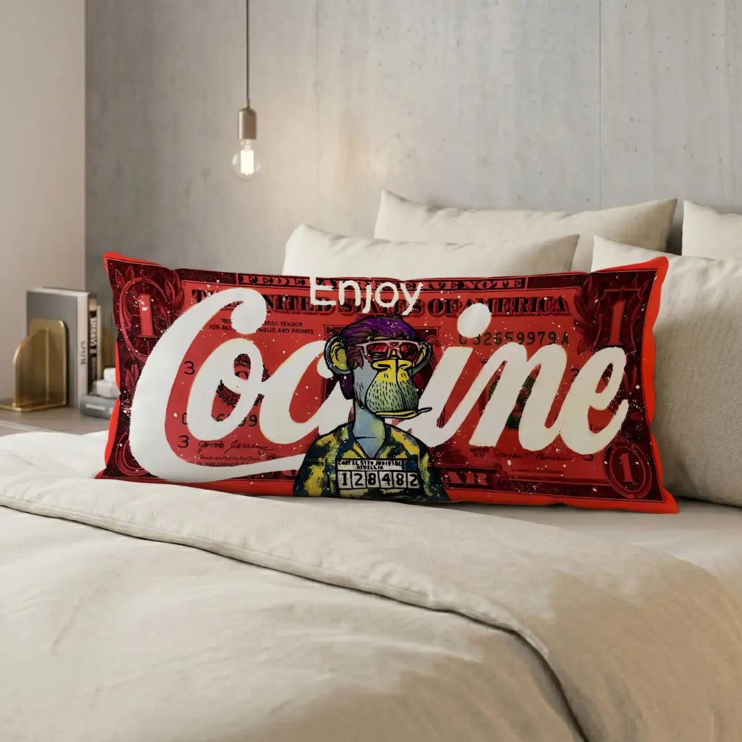 IBRELIA™ COCO Street Monkey Ultra Wide Cushion – Premium Jute Luxury Sofa Pillow (46 x 19 Inches) IBRELIA