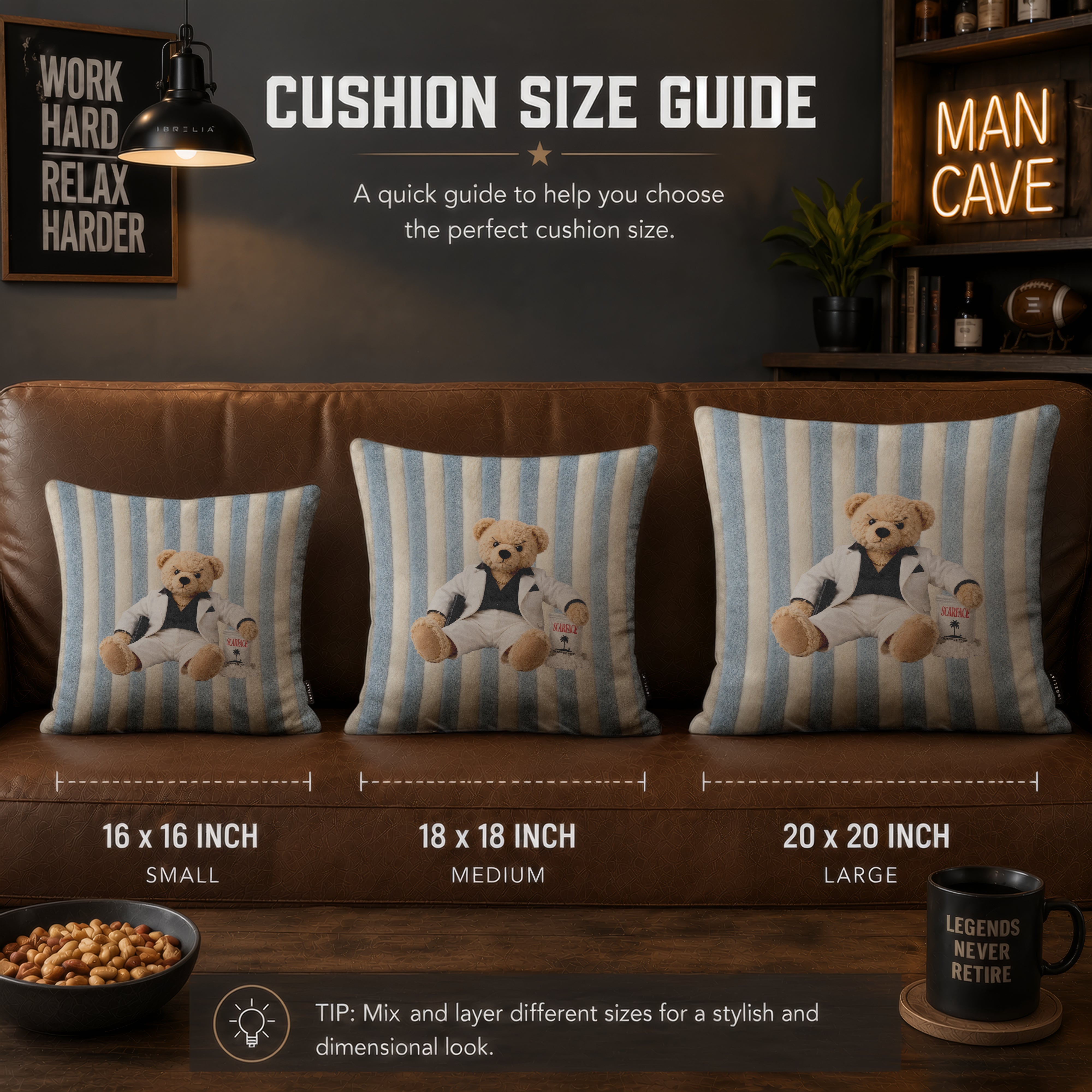 Tony Montana Teddy Bear Cushion | Premium Velvet Suede | Double-Sided Print