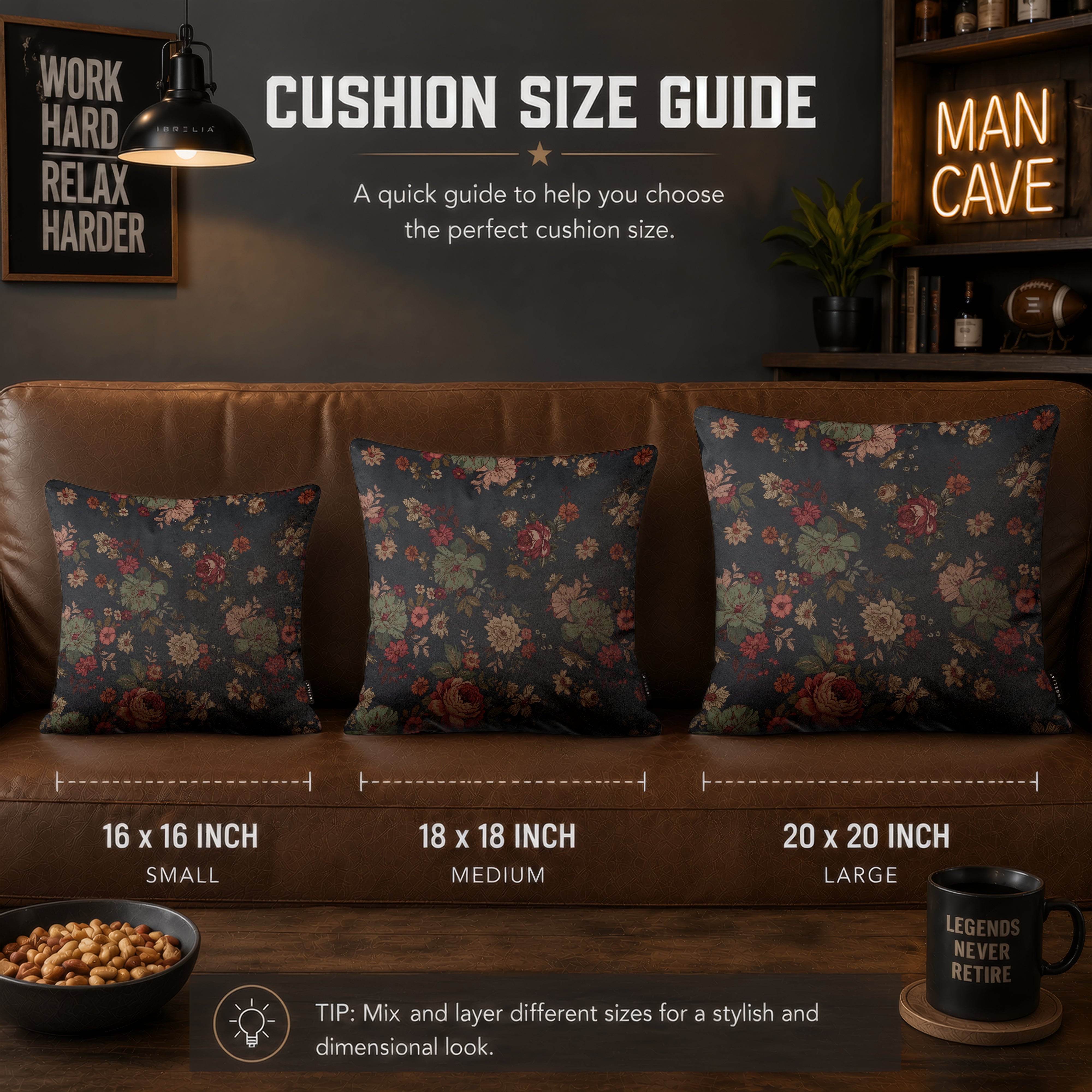 Vintage Midnight Floral Cushion | Premium Velvet Suede | Double-Sided Print