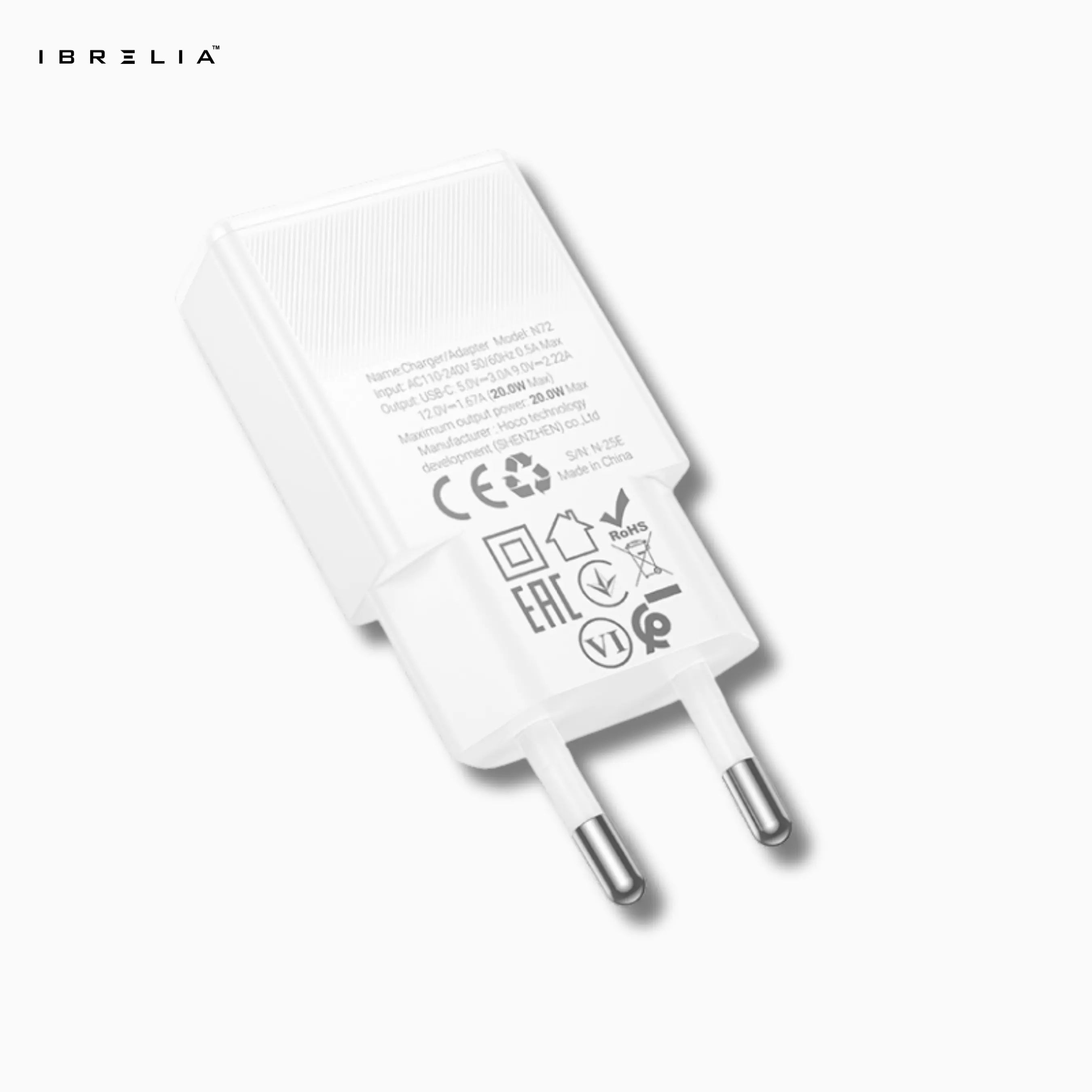 HOCO N72 Ultra-Thin GaN 20W Fast Charger (USB-C PD) | IBRELIA™ IBRELIA