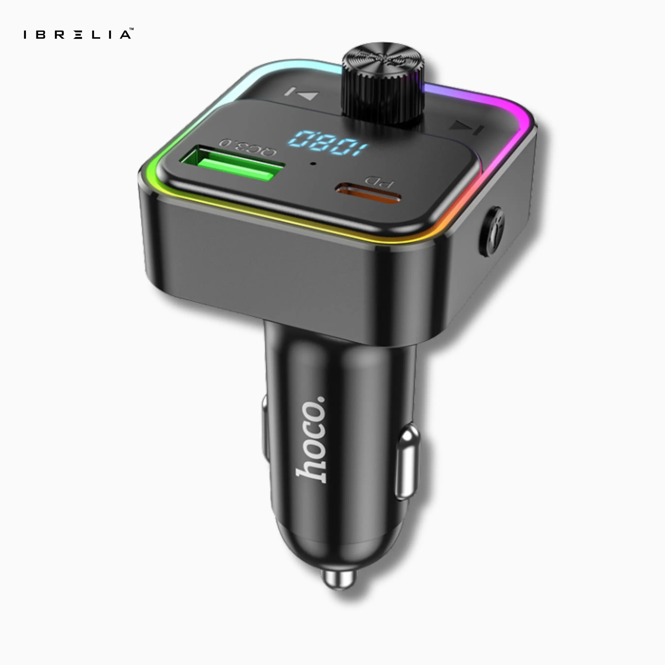HOCO E81 PD30W + QC3.0 In-Car Wireless FM Transmitter – Bluetooth 5.0 Fast Charging Car Adapter | IBRELIA™ IBRELIA