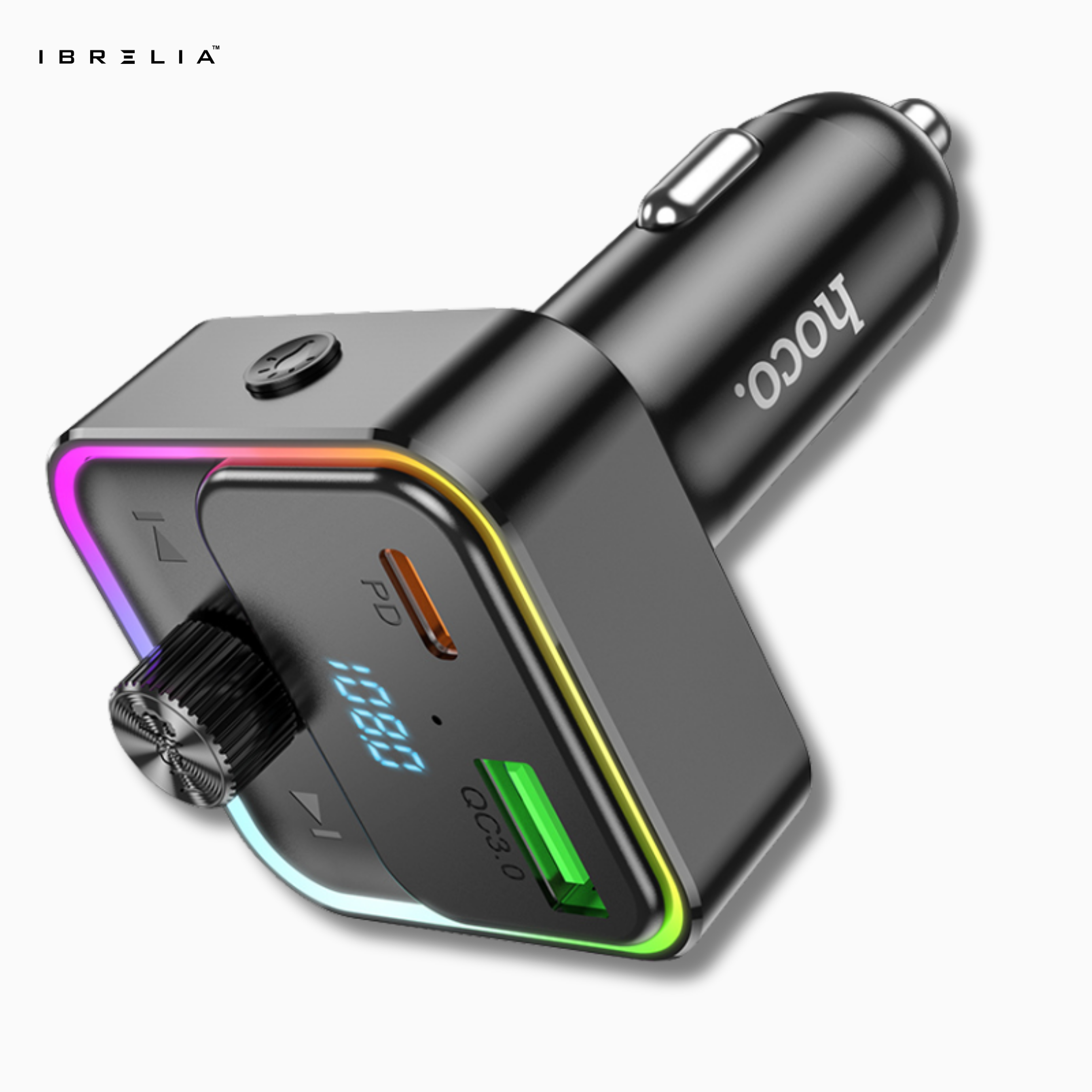 HOCO E81 PD30W + QC3.0 In-Car Wireless FM Transmitter – Bluetooth 5.0 Fast Charging Car Adapter | IBRELIA™