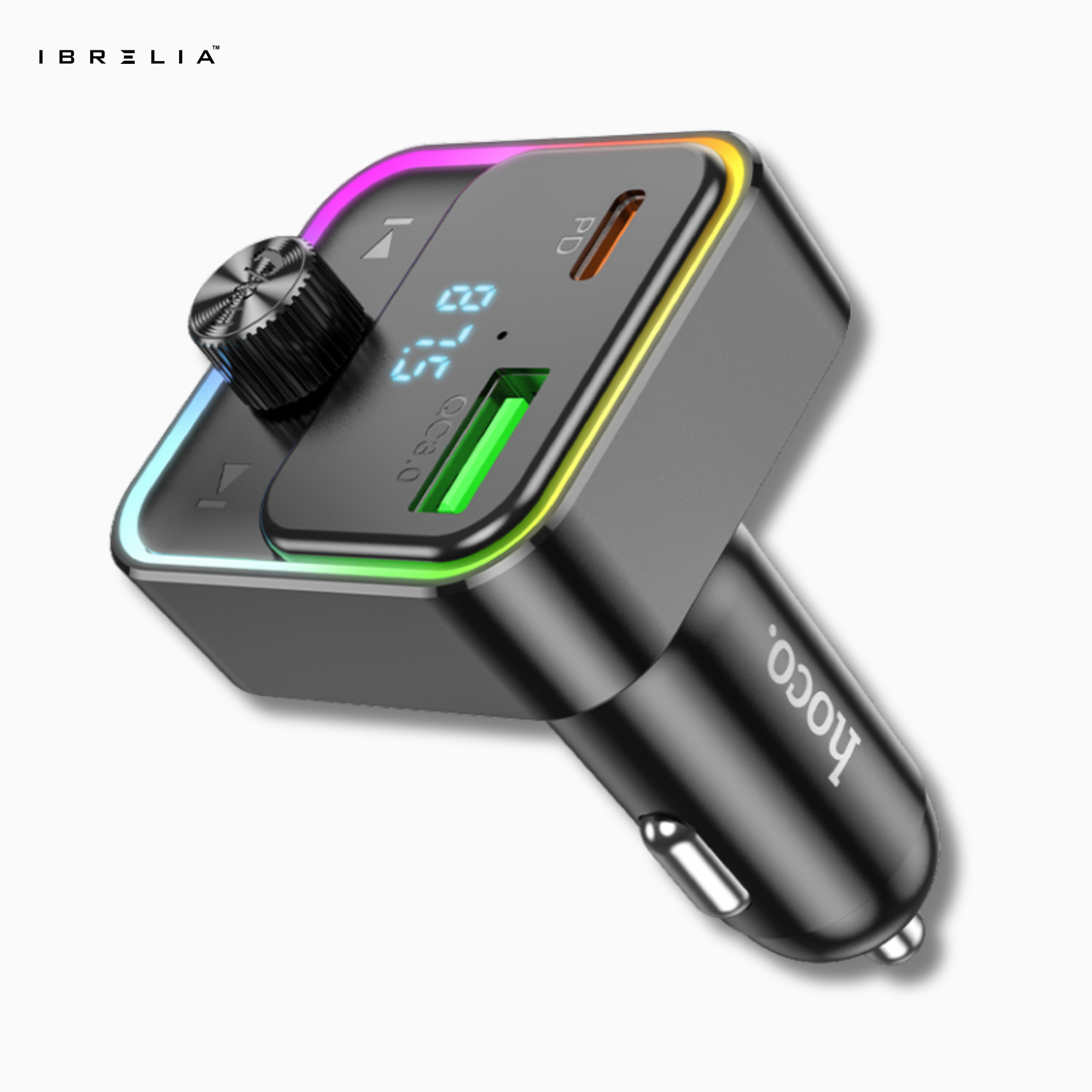 HOCO E81 PD30W + QC3.0 In-Car Wireless FM Transmitter – Bluetooth 5.0 Fast Charging Car Adapter | IBRELIA™