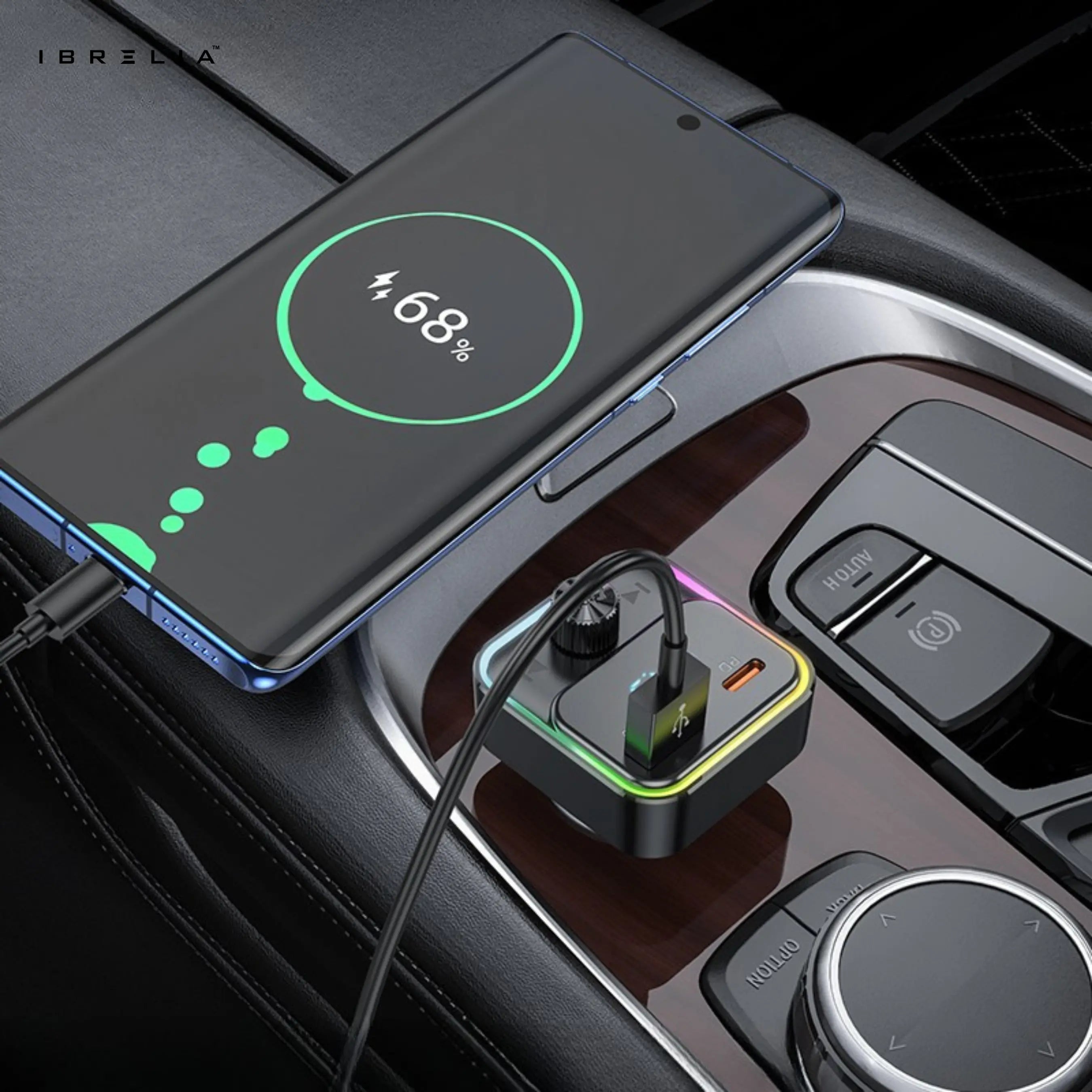 HOCO E81 PD30W + QC3.0 In-Car Wireless FM Transmitter – Bluetooth 5.0 Fast Charging Car Adapter | IBRELIA™ IBRELIA