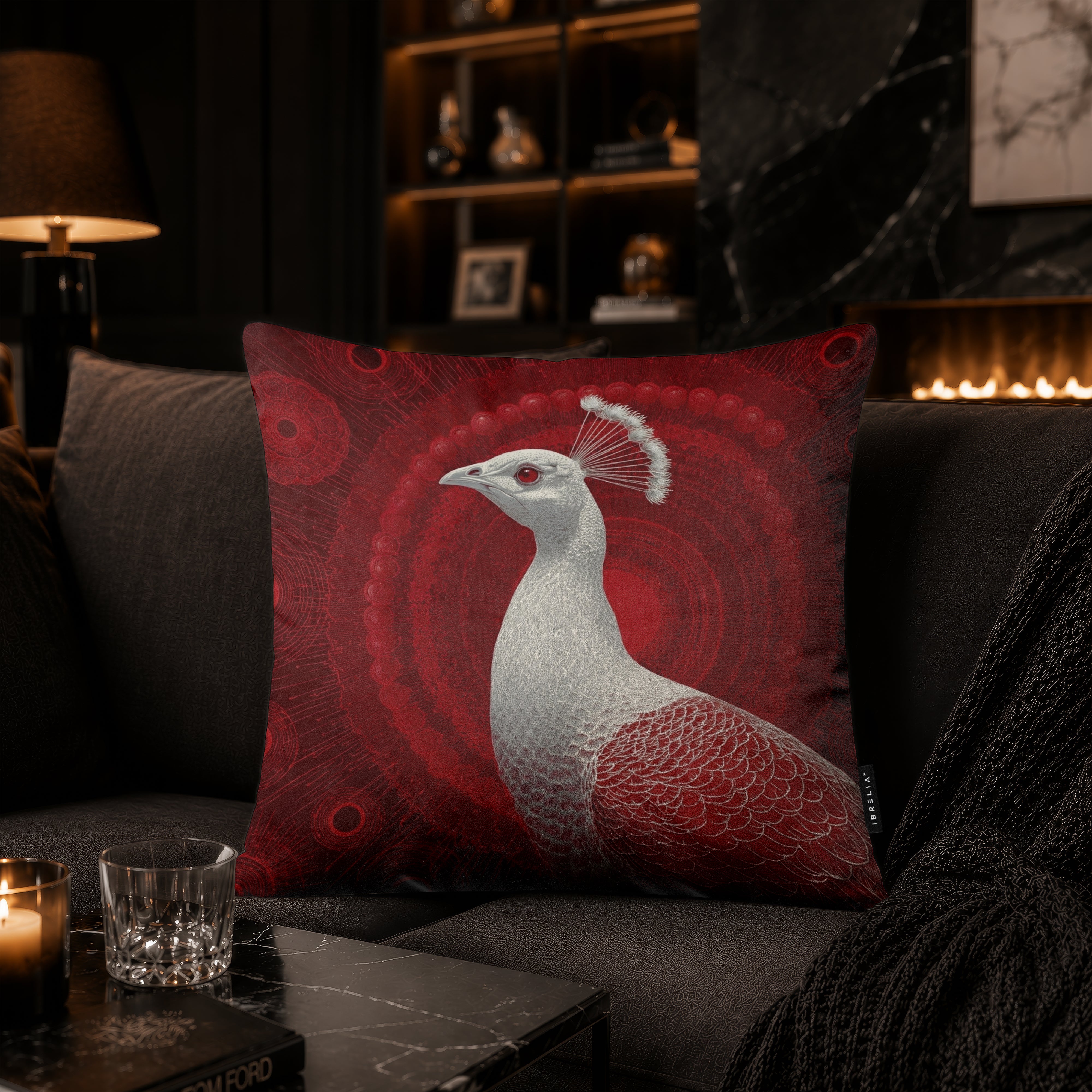 Elegant White Peacock Cushion | Premium Velvet Suede | Double-Sided Print