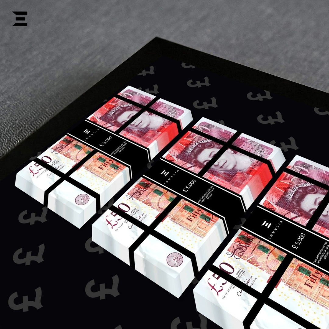 IBRELIA™ 3D Pound Money Frame – £50 Stacks | Premium Luxury Acrylic Display Frame IBRELIA
