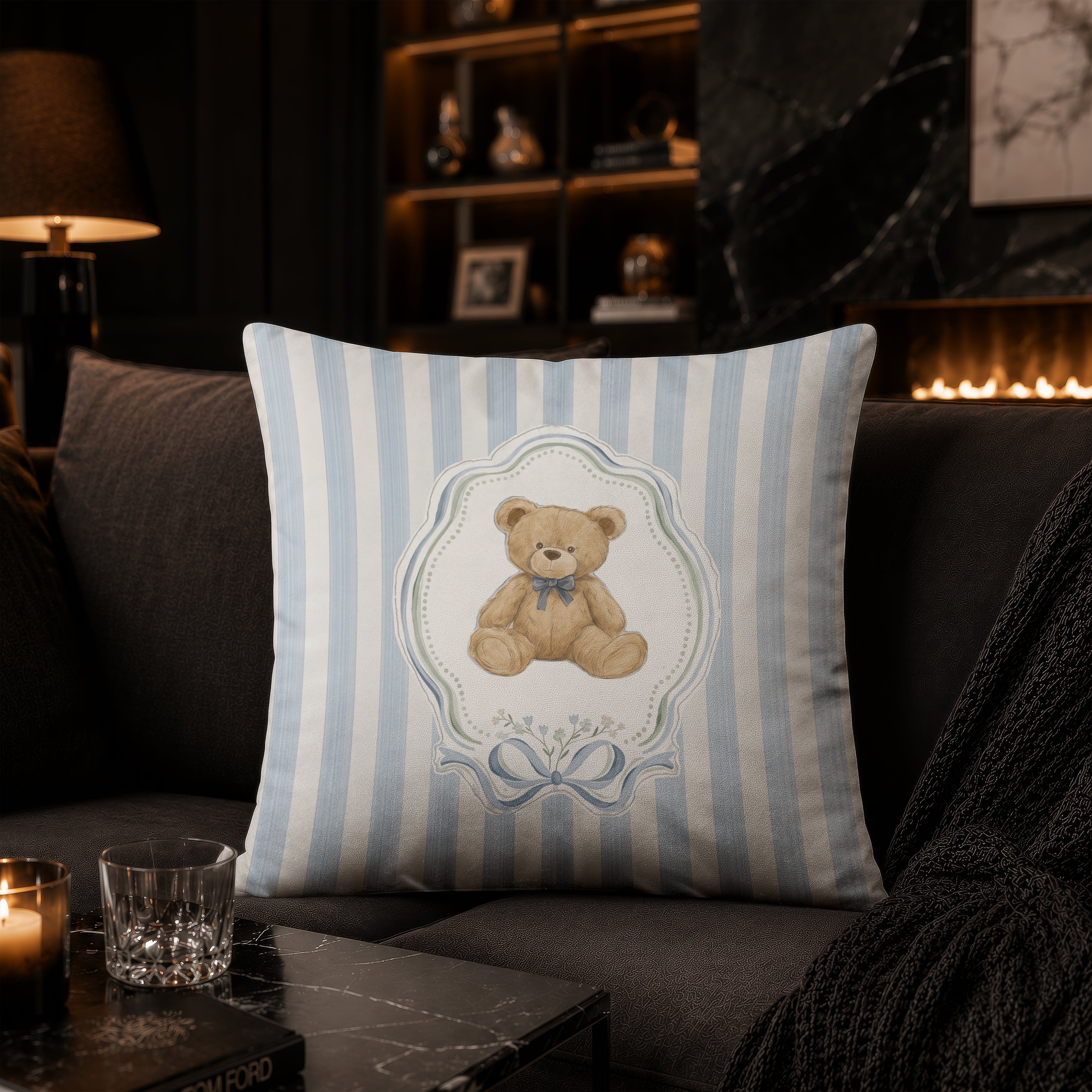Cute Teddy Bear Baby Cushion | Premium Velvet Suede | Double-Sided Print