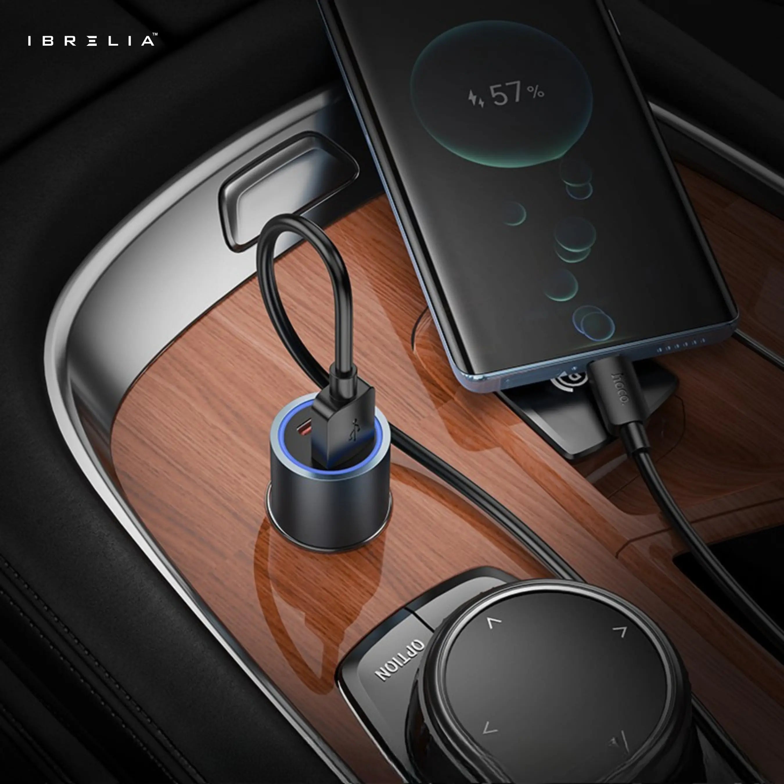 HOCO Z60 Bloom 48W Dual-Port Car Charger – PD30W + QC3.0 Fast Charging | IBRELIA™ IBRELIA