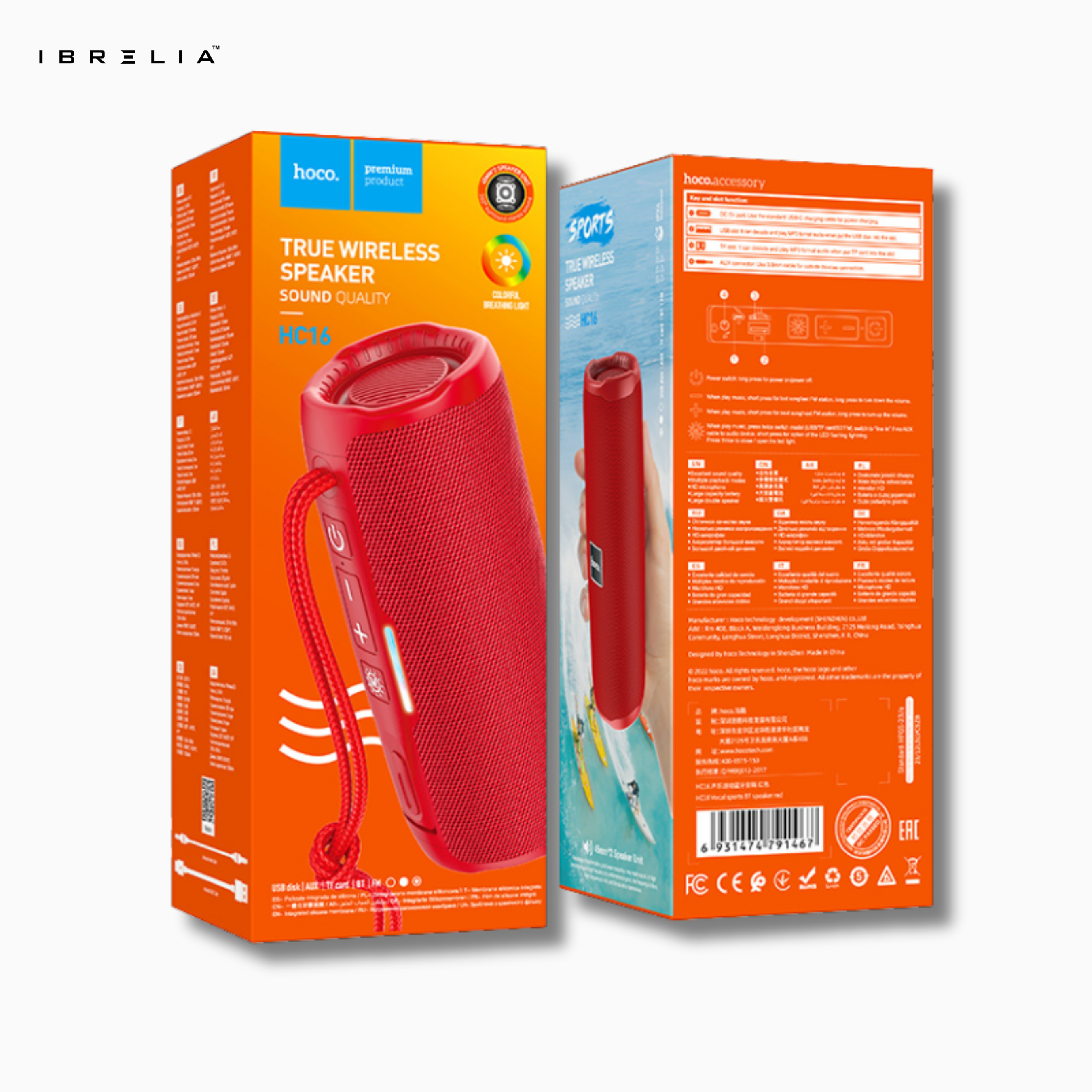 HOCO HC16 Vocal Sports BT Speaker | Dual 5W Drivers | TWS Wireless Sound | Portable Outdoor Speaker | IBRELIA™