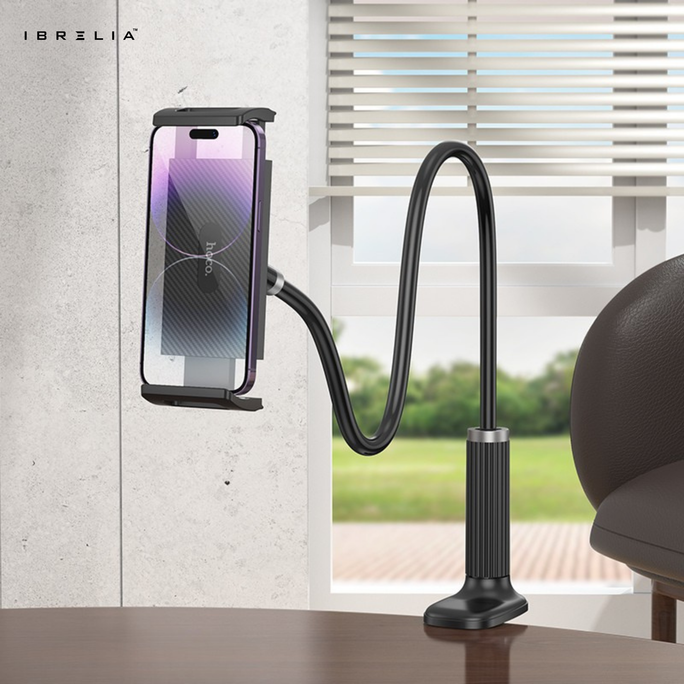 HOCO HD10 Universal Lazy Stand – Flexible Long Arm Holder for Phone & Tablet (Black / White) | IBRELIA™