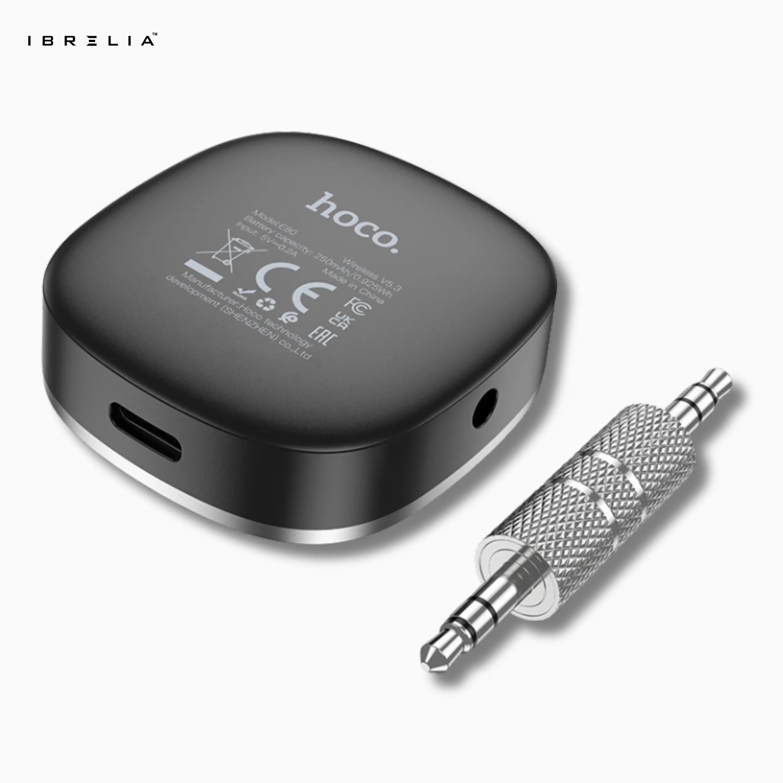 HOCO E80 In-Car AUX Wireless Receiver – Bluetooth 5.3 Audio Adapter with LED Display | IBRELIA™ IBRELIA