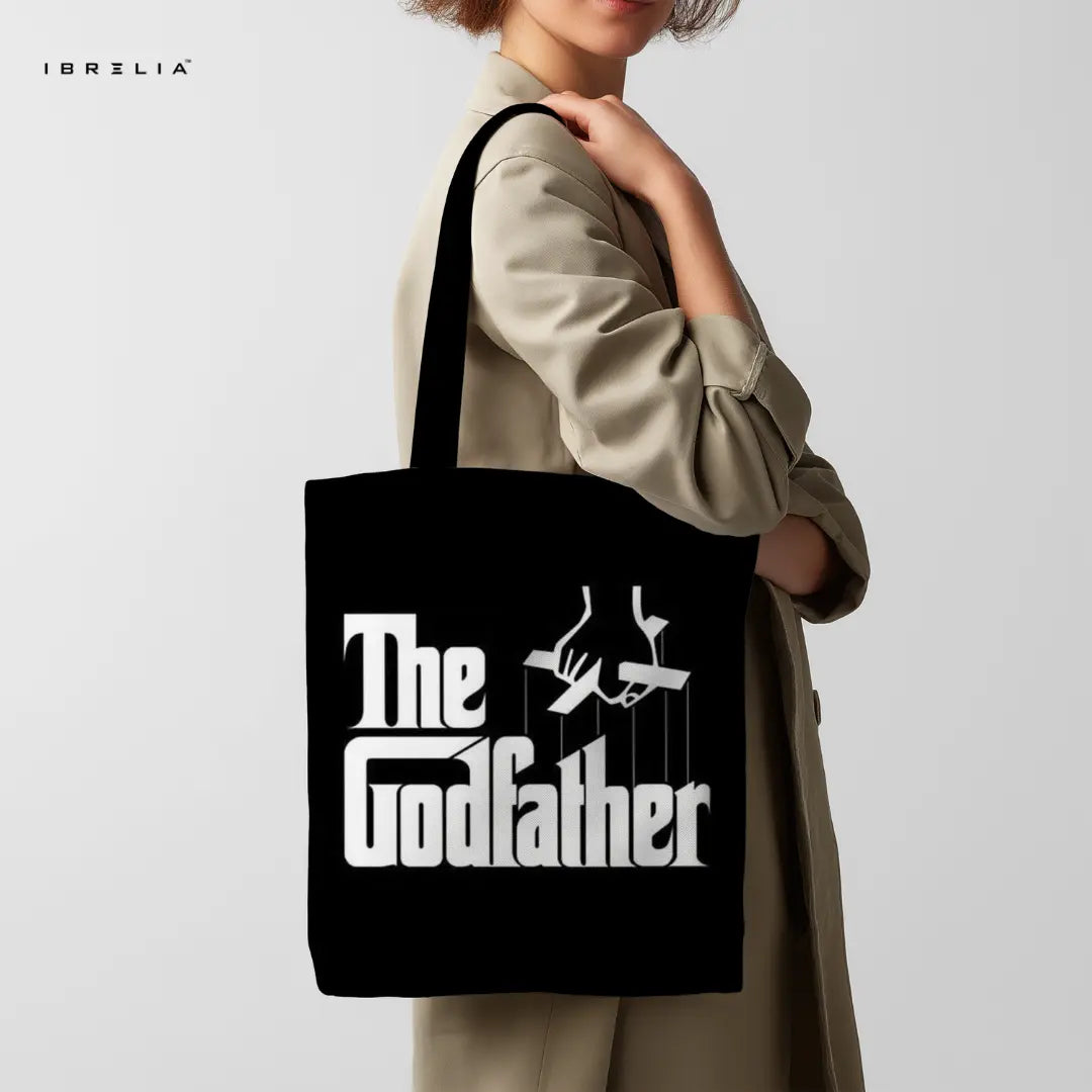 IBRELIA™ Mafia Classic Tote Bag – Vintage Cinema Inspired Black Tote with Premium Print & Velvet Handles IBRELIA