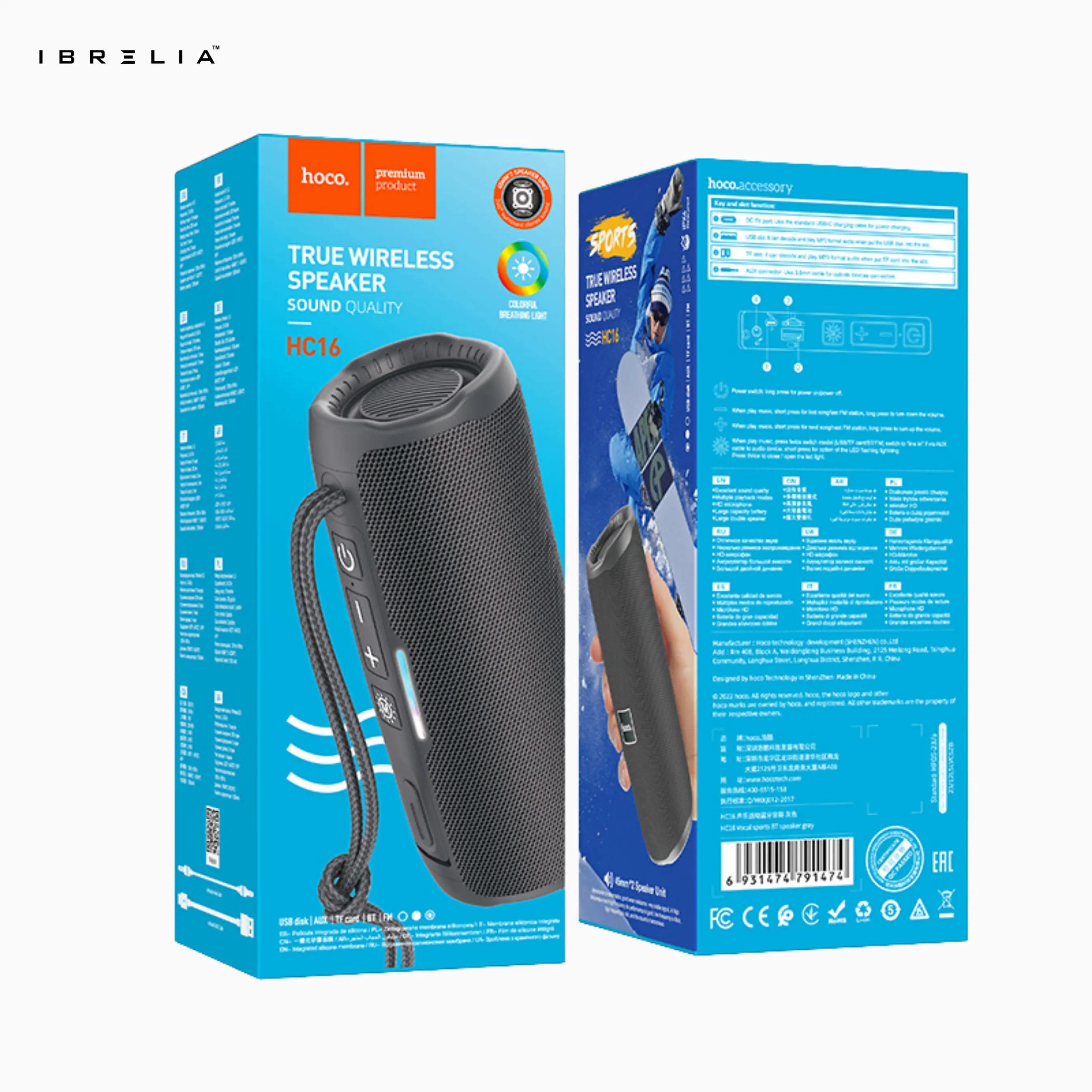 HOCO HC16 Vocal Sports BT Speaker | Dual 5W Drivers | TWS Wireless Sound | Portable Outdoor Speaker | IBRELIA™ IBRELIA