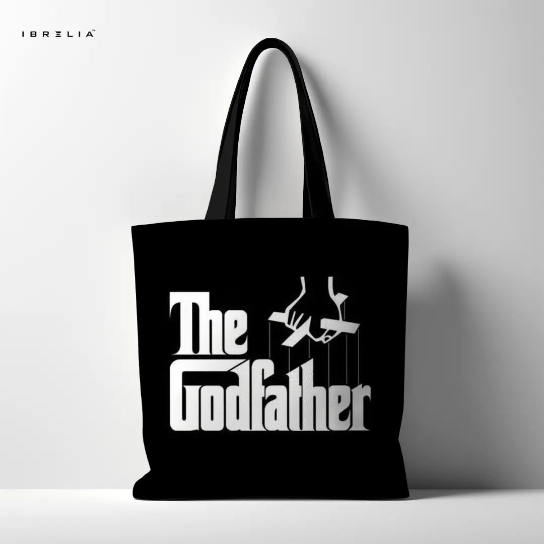 IBRELIA™ Mafia Classic Tote Bag – Vintage Cinema Inspired Black Tote with Premium Print & Velvet Handles IBRELIA