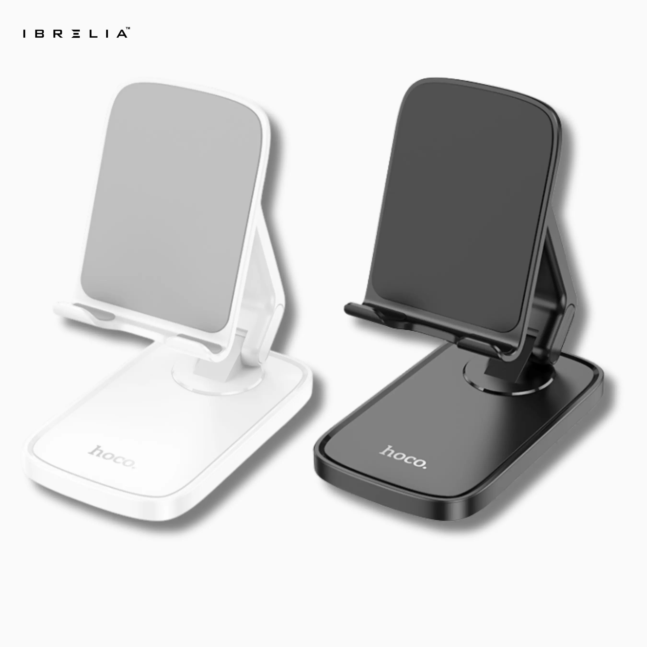 HOCO HD8 – Folding & Retractable Phone Desktop Stand – Premium Adjustable Holder (Black/White) – HOCO | IBRELIA™ IBRELIA