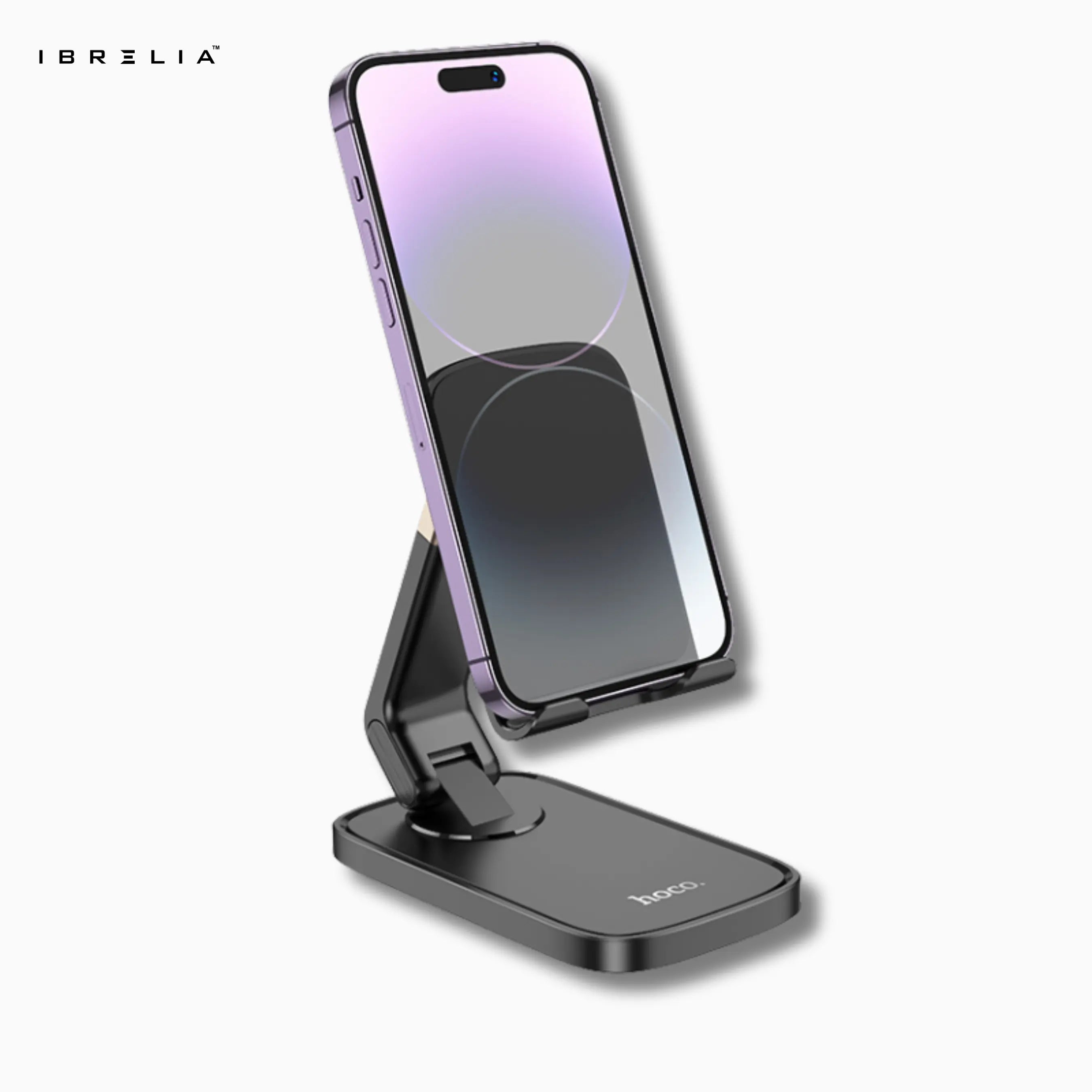 HOCO HD8 – Folding & Retractable Phone Desktop Stand – Premium Adjustable Holder (Black/White) – HOCO | IBRELIA™ IBRELIA