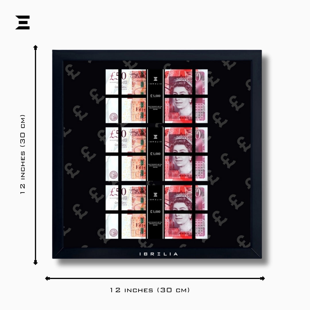 IBRELIA™ 3D Pound Money Frame – £50 Stacks | Premium Luxury Acrylic Display Frame IBRELIA