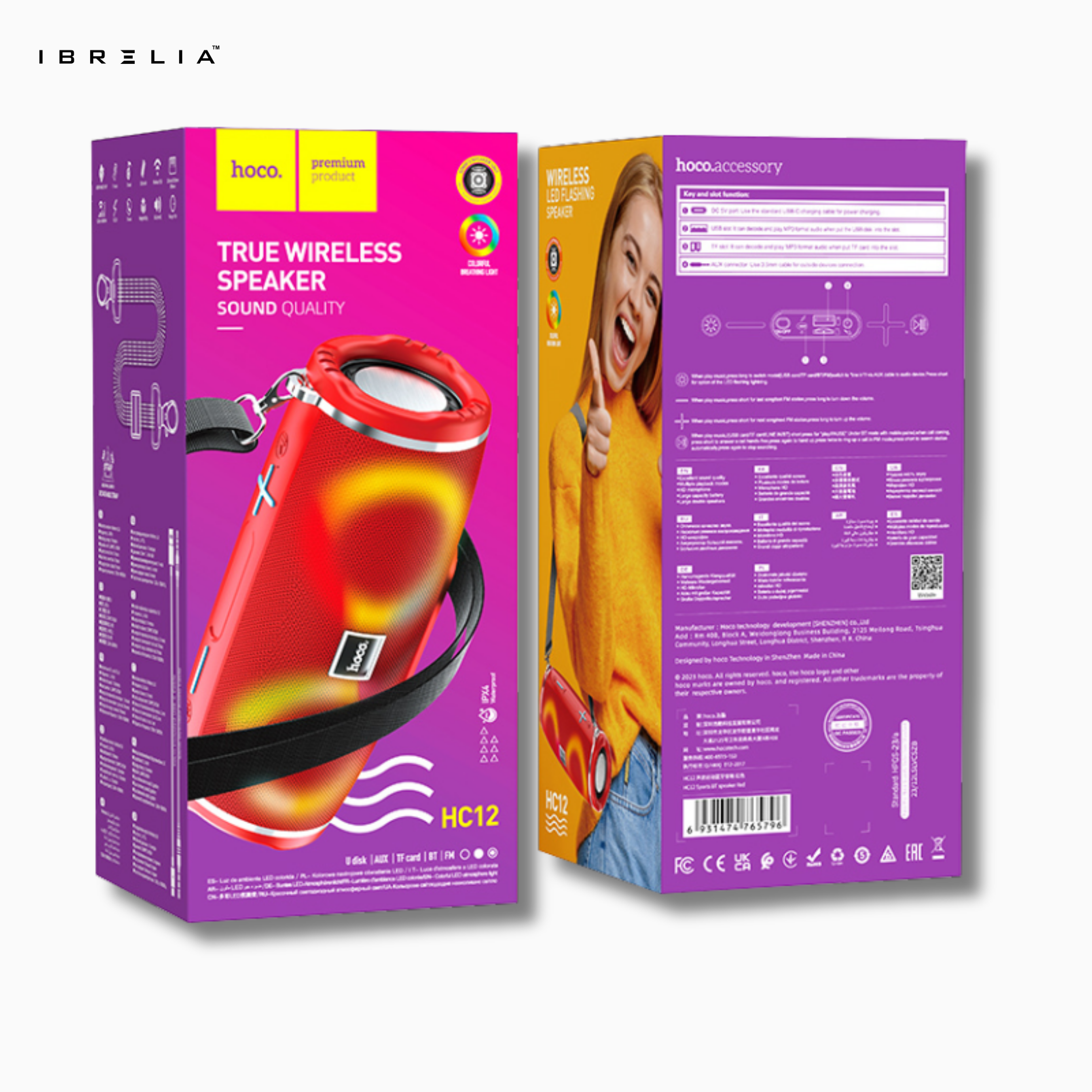 HOCO HC12 Sports BT Speaker – Powerful Dual 5W Portable Wireless Speaker with Colorful Lights | IBRELIA™ IBRELIA