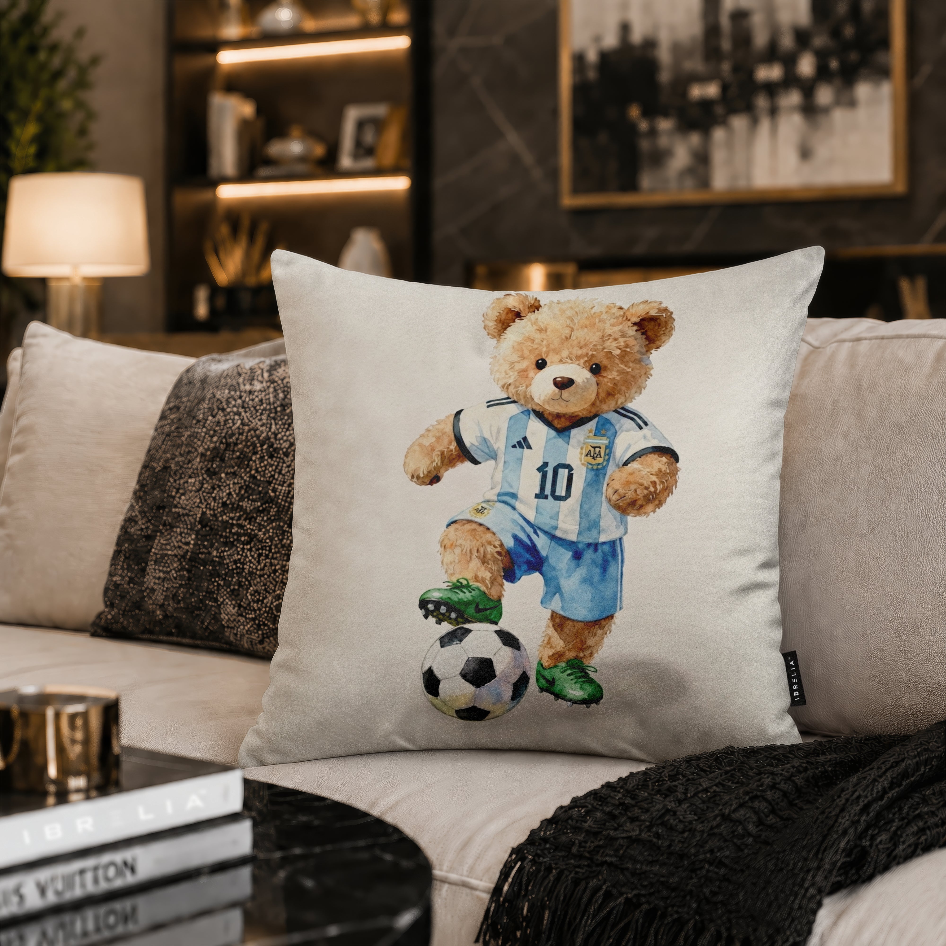 Lionel Messi Teddy Football Cushion | Premium Velvet Suede | Double-Sided Print