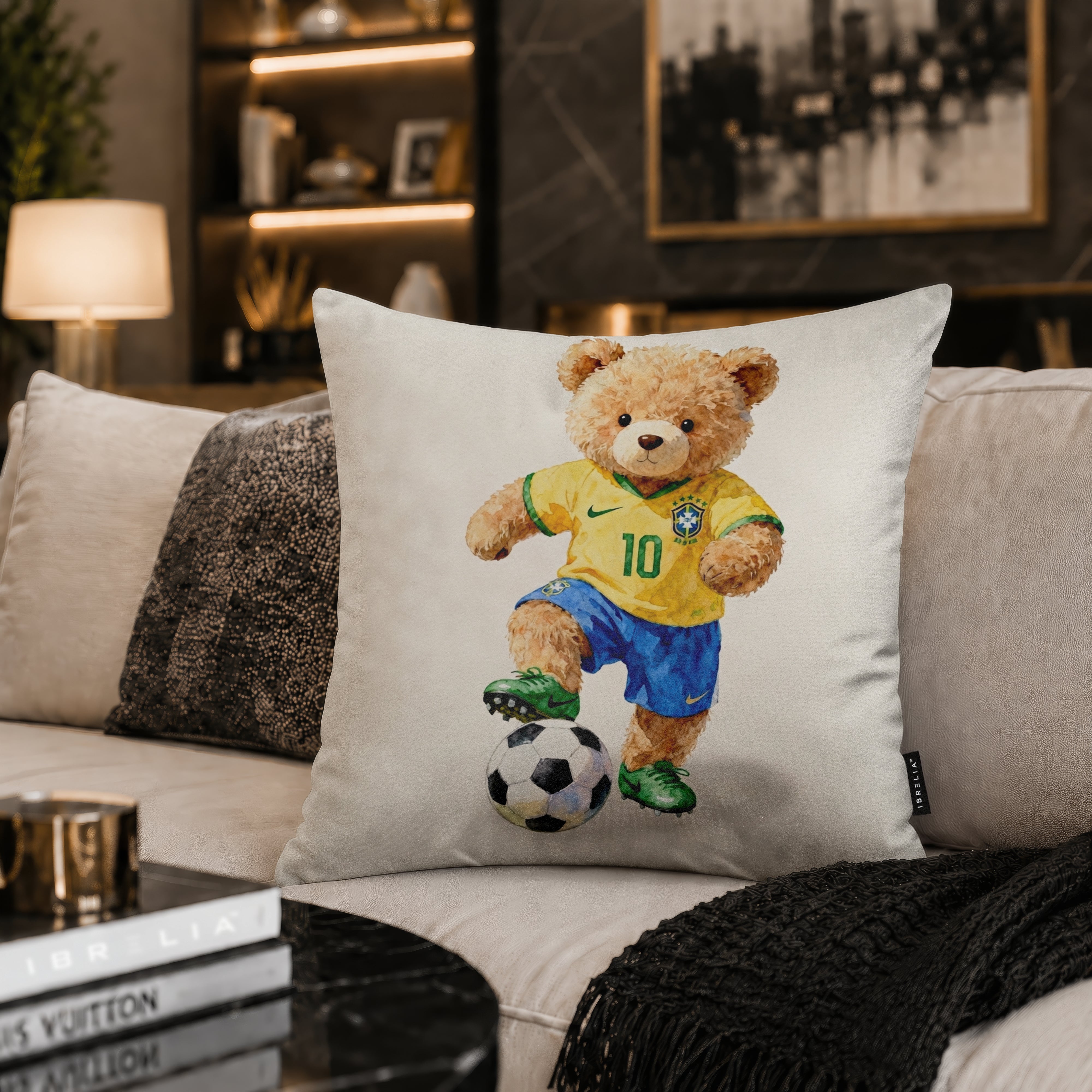 Neymar Jr Teddy Football Cushion | Premium Velvet Suede | Double-Sided Print