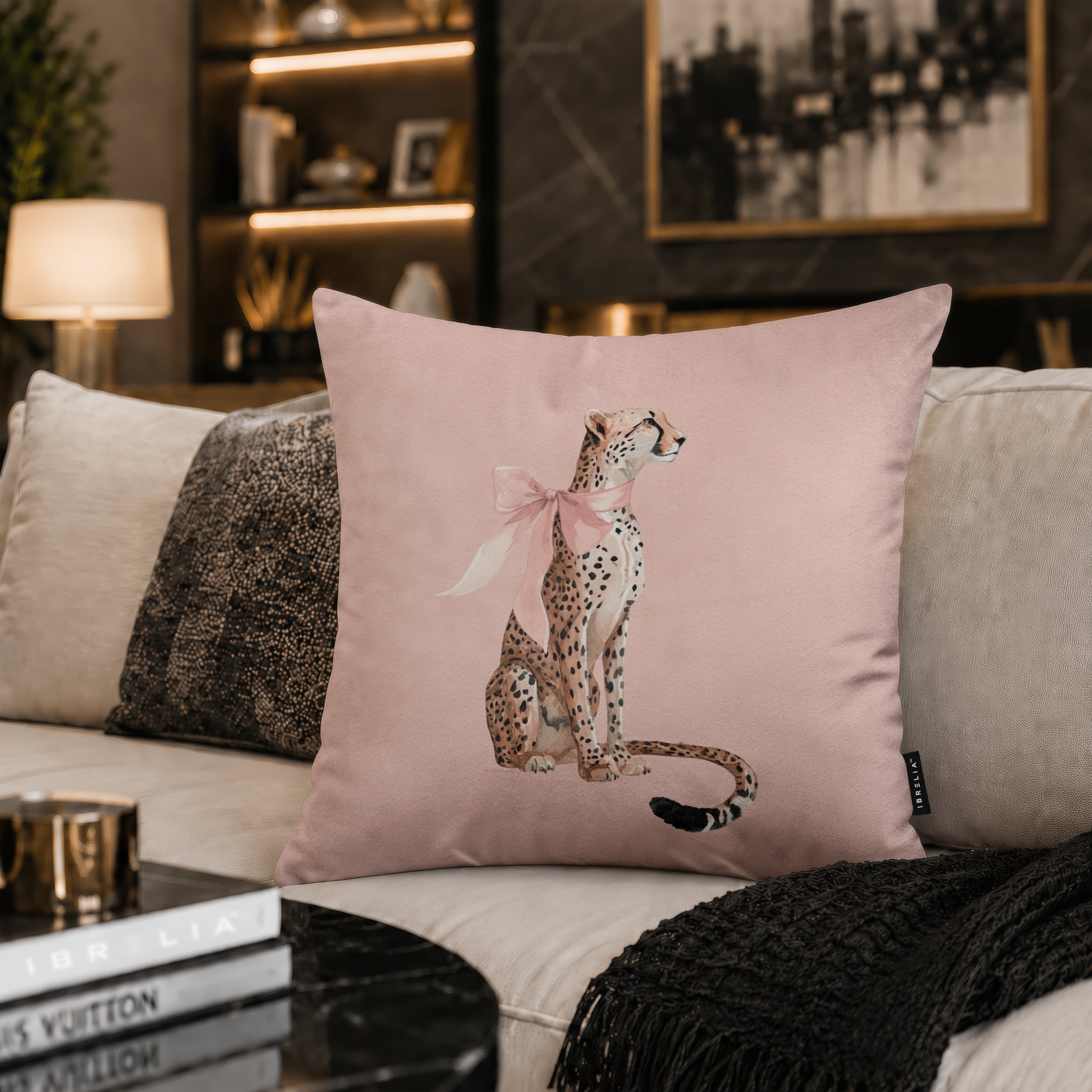 Blush Pink Cheetah Velvet Suede Decorative Cushion | Premium Double-Sided Print
