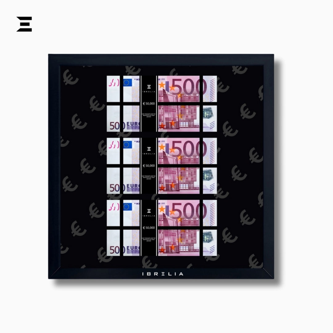 IBRELIA™ 3D Euro Money Frame – €500 Stacks | Premium 12x12 Luxury Acrylic Display Frame IBRELIA