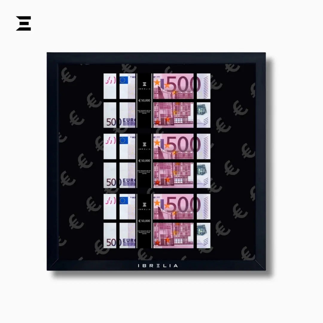 IBRELIA™ 3D Euro Money Frame – €500 Stacks | Premium 12x12 Luxury Acrylic Display Frame IBRELIA