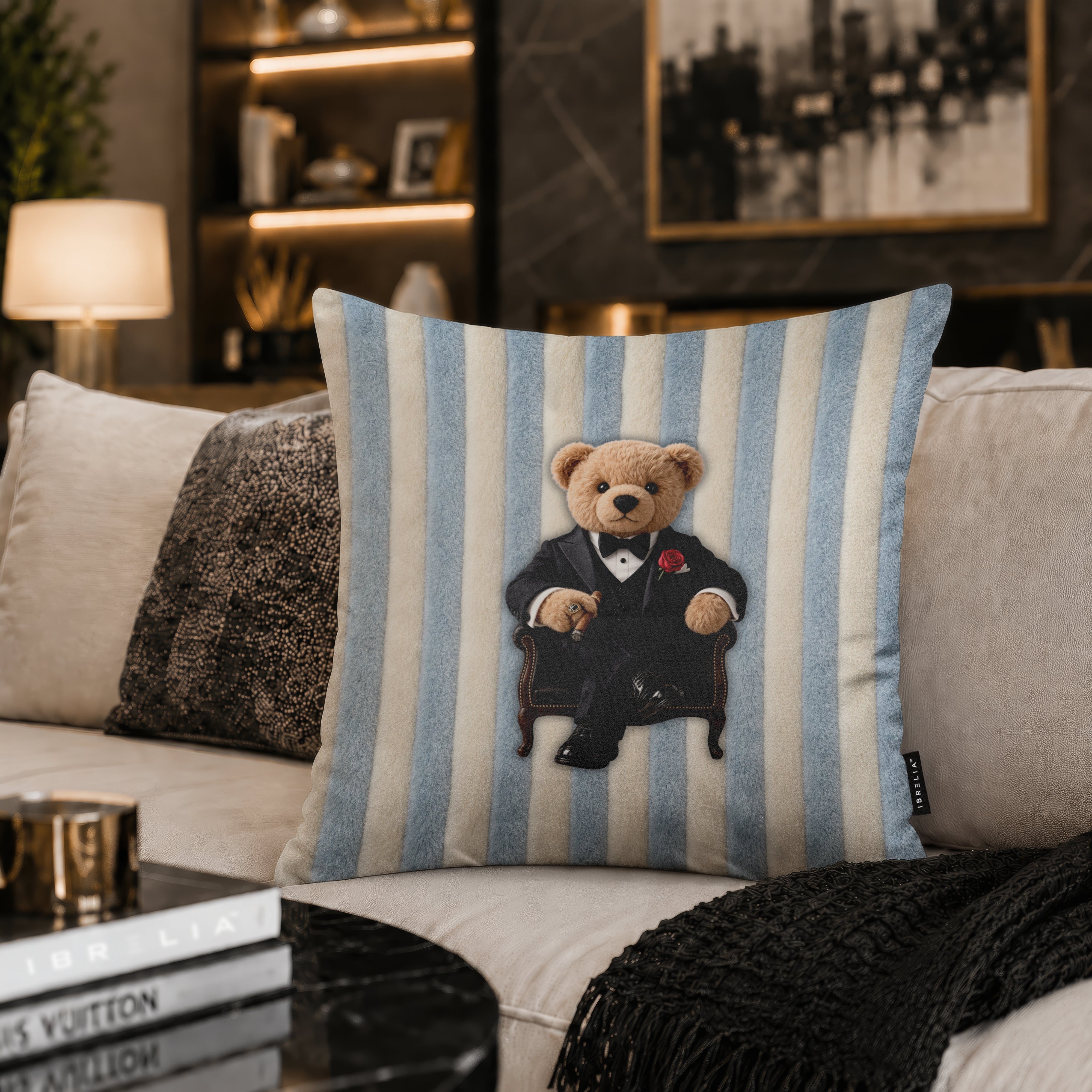 Don Vito Corleone Teddy Bear Cushion | Premium Velvet Suede | Double-Sided Print
