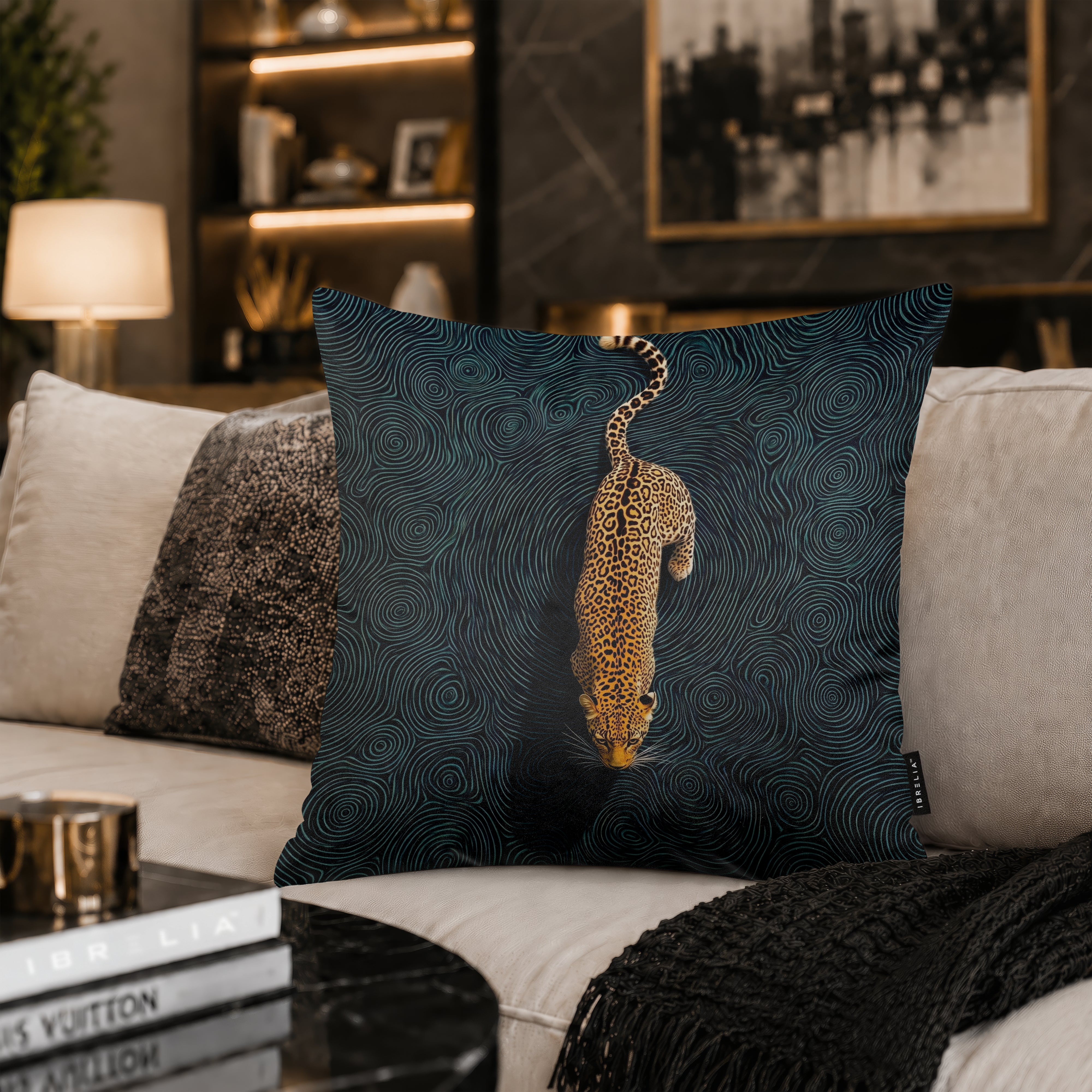 Majestic Leopard Art Cushion | Premium Velvet Suede | Double-Sided Print