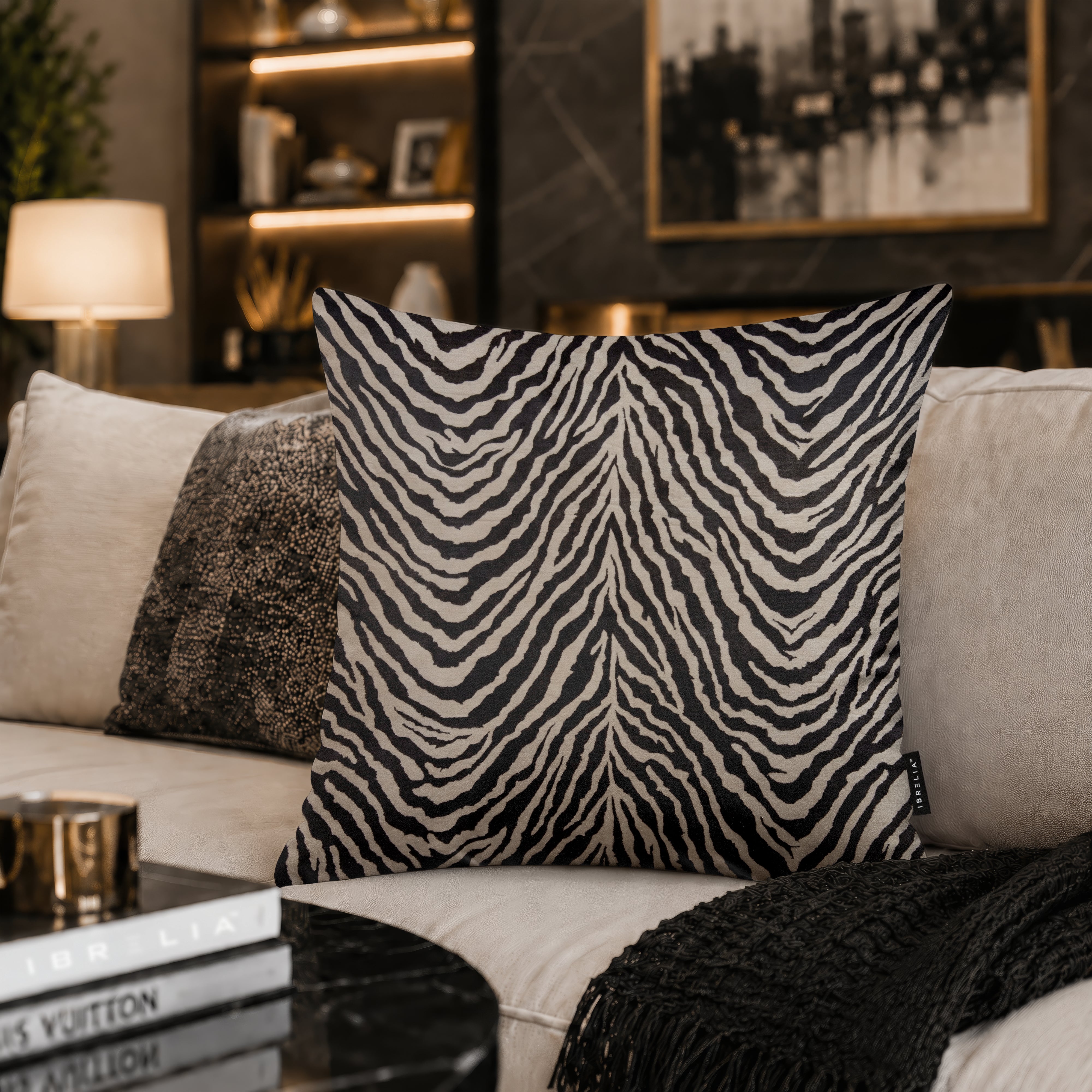 Modern Zebra Pattern Cushion | Premium Velvet Suede | Double-Sided Print