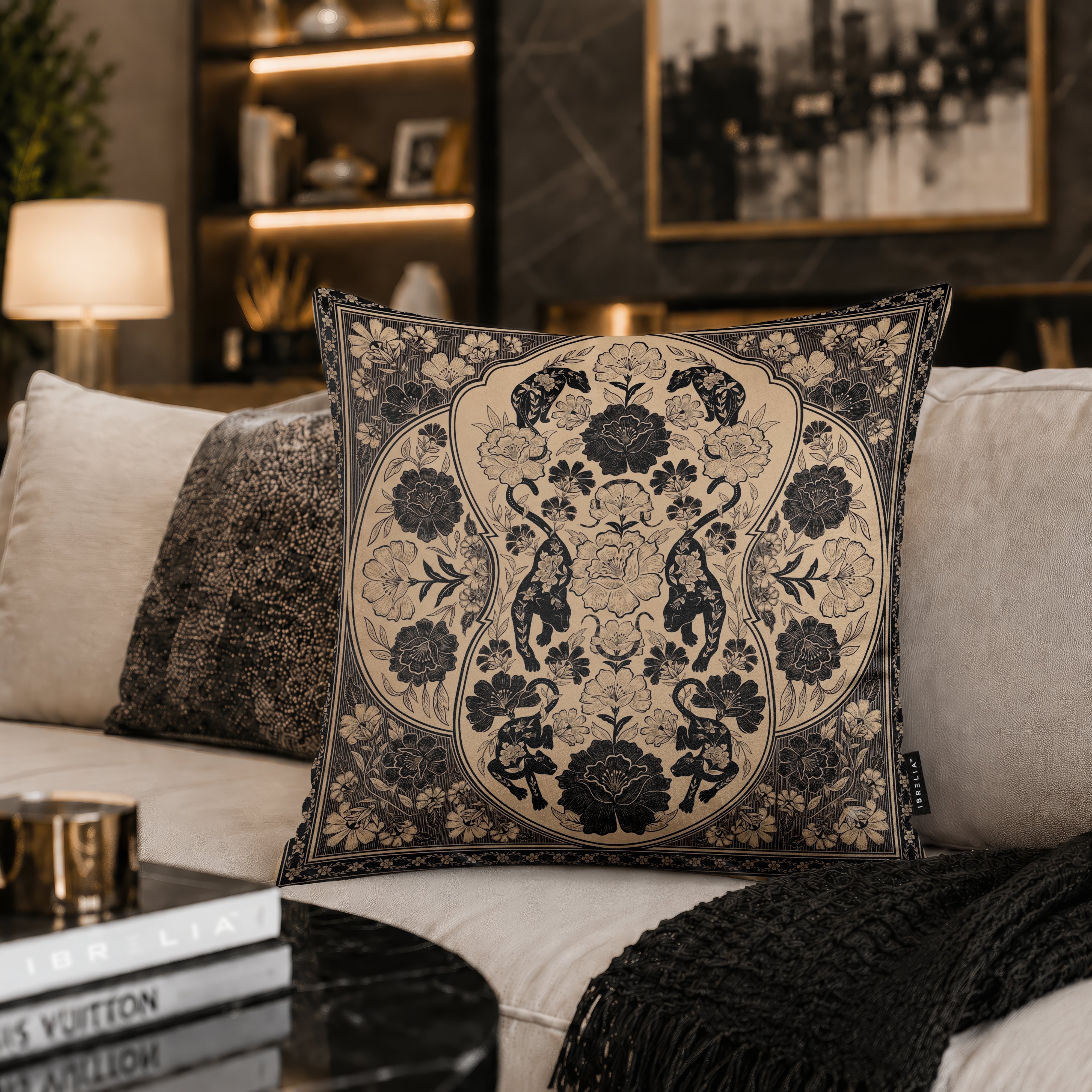 Vintage Botanical Leopard Cushion | Premium Velvet Suede | Double-Sided Print
