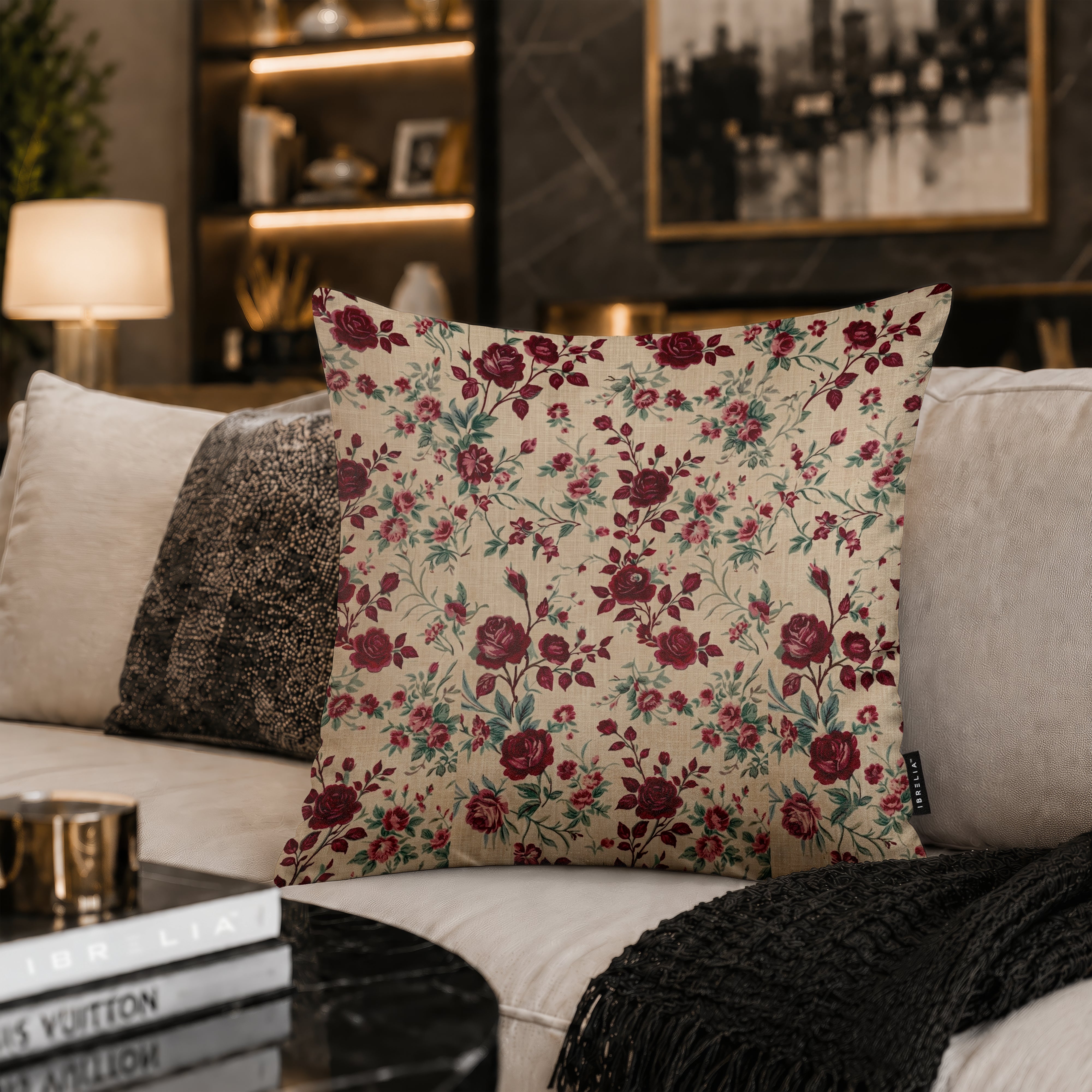 Vintage Rose Garden Cushion | Premium Velvet Suede | Double-Sided Print