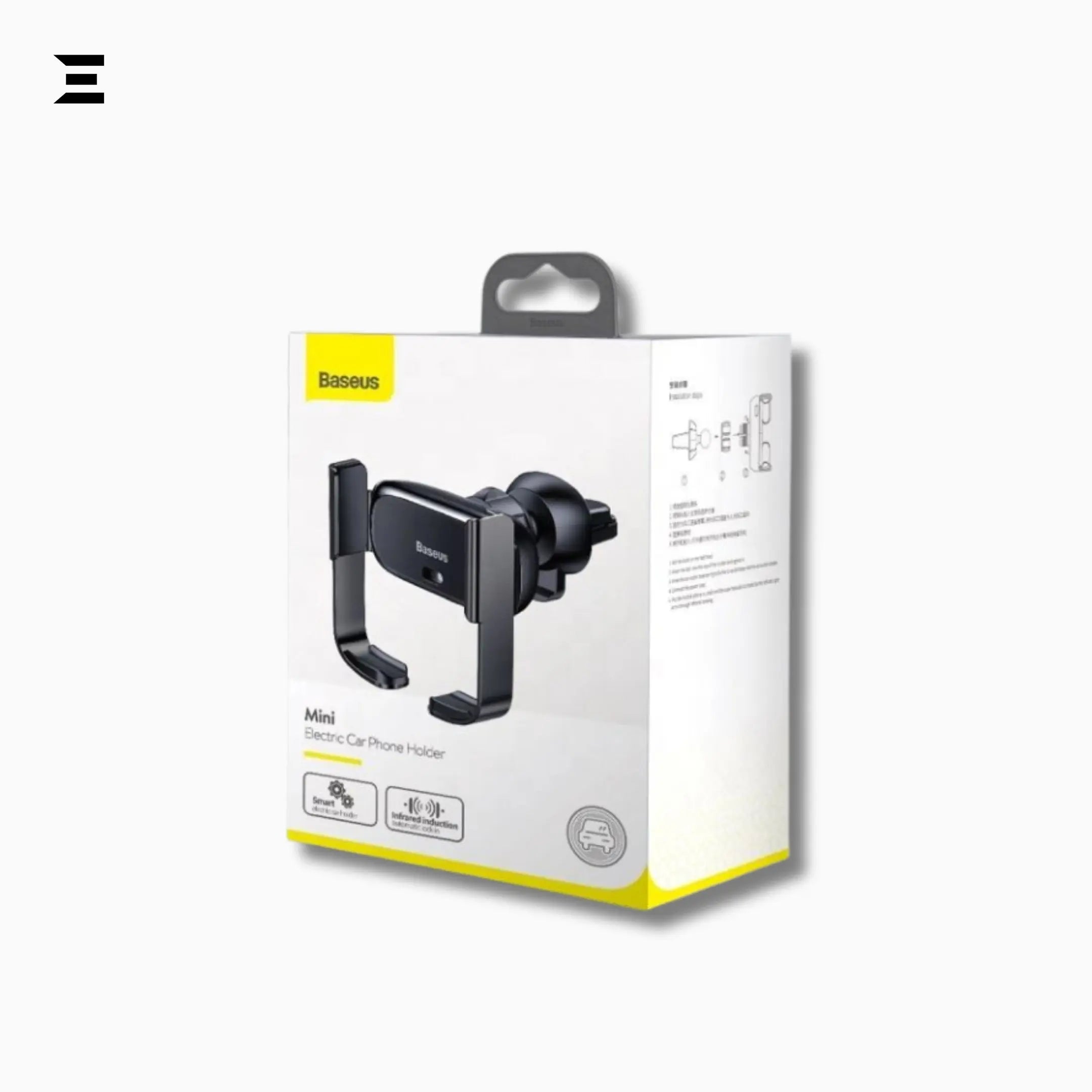Baseus Mini Smart Electric Car Phone Holder – 360° Rotatable (Black) - IBRELIA