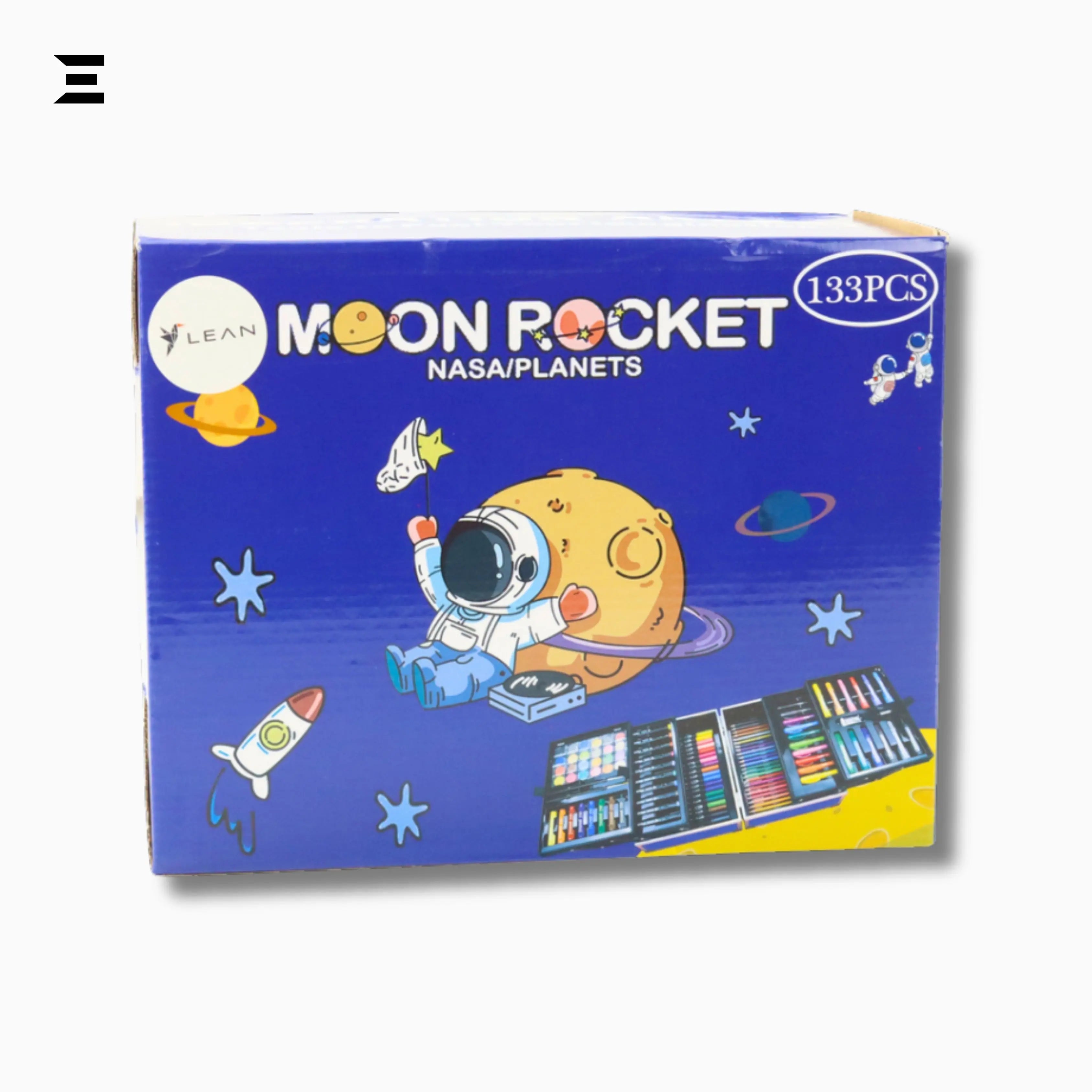 Moon Rocket 133 PCS Kids Art & Coloring Set – NASA Space Theme Drawing Kit | IBRELIA™ IBRELIA