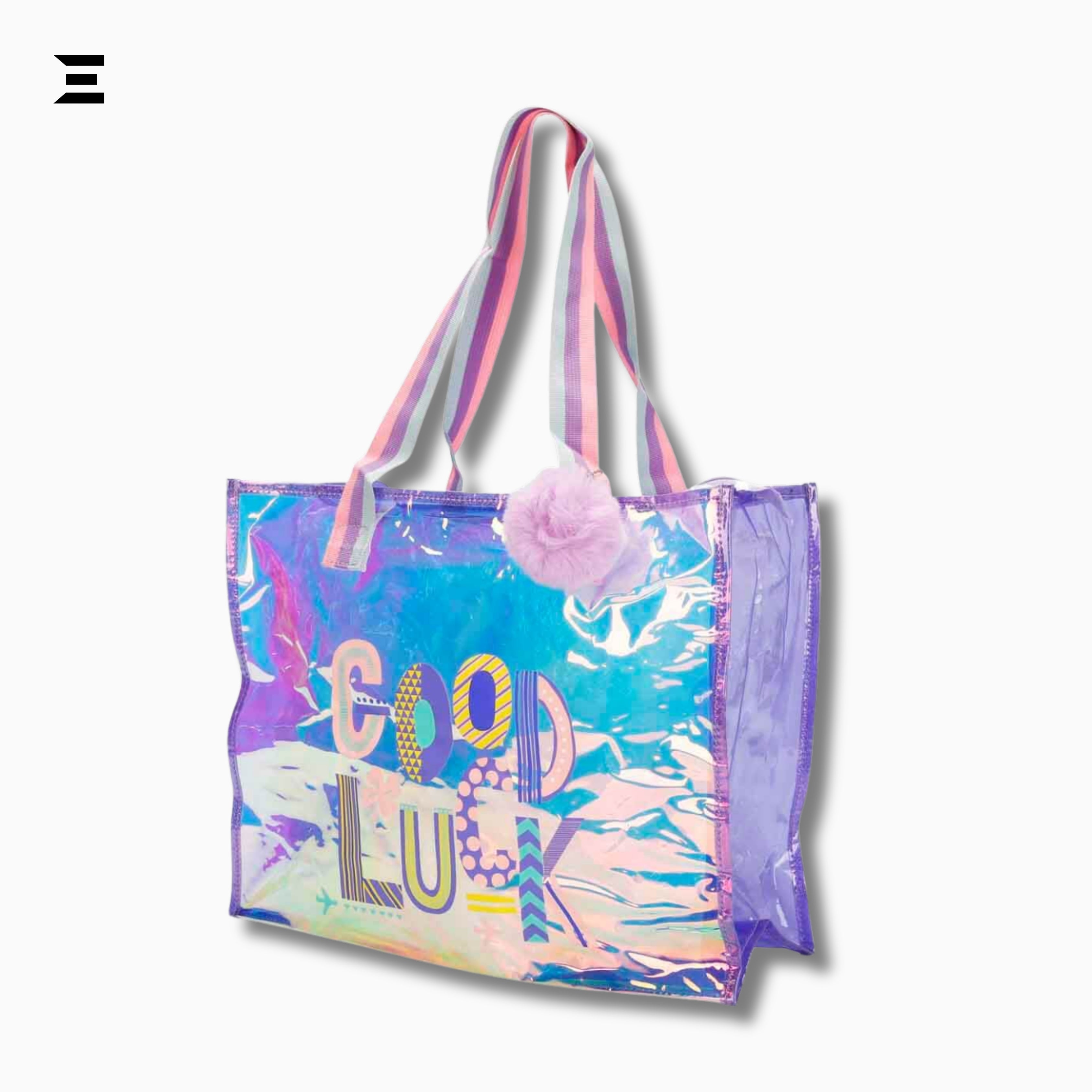 GOOD LUCK Holographic Kids Tote Bag – Crystal PVC School & Activity Bag 40×15×33 cm | IBRELIA™ IBRELIA
