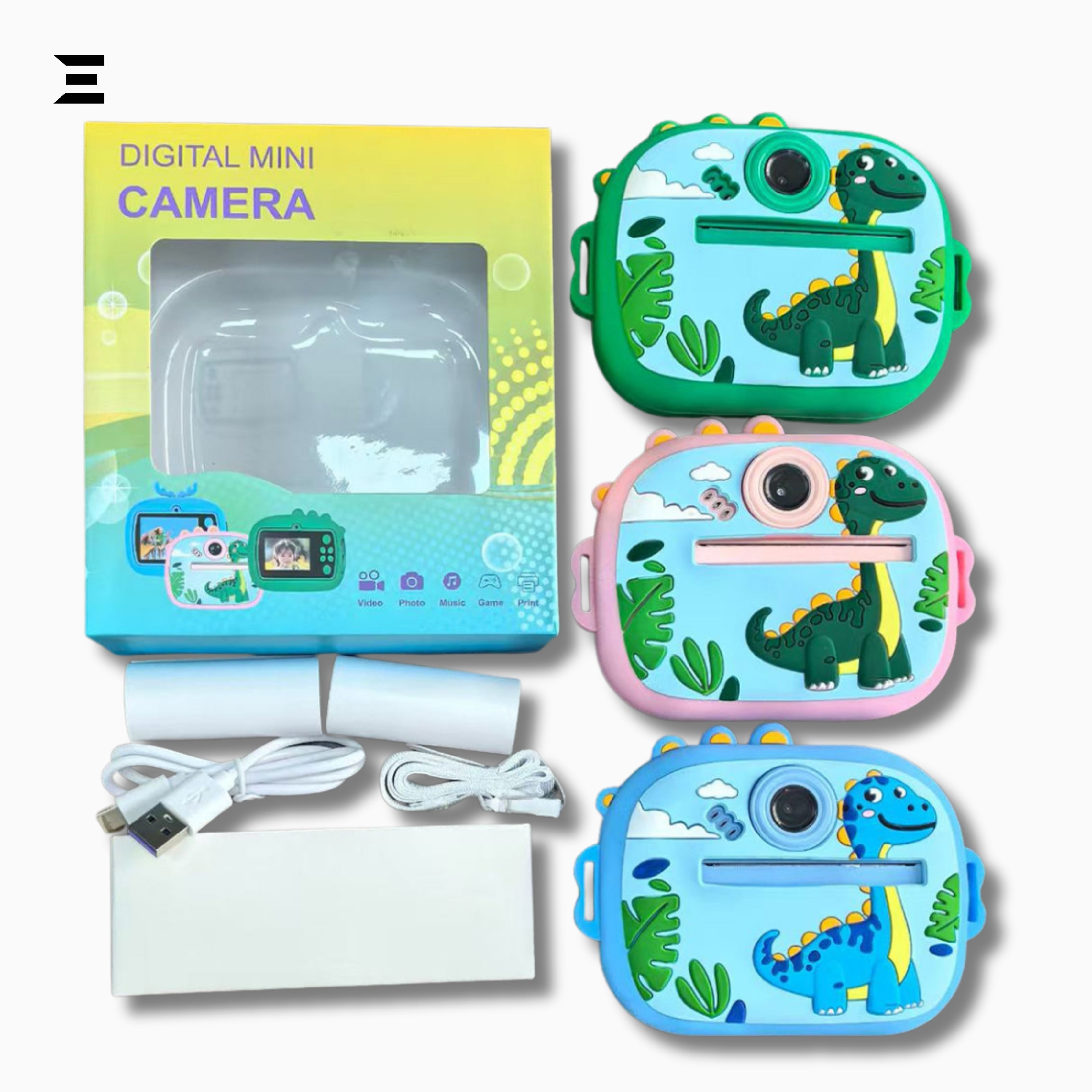 Kids Digital Mini Instant Print Camera with Thermal Paper – Cartoon Dinosaur Camera Toy | IBRELIA™ IBRELIA