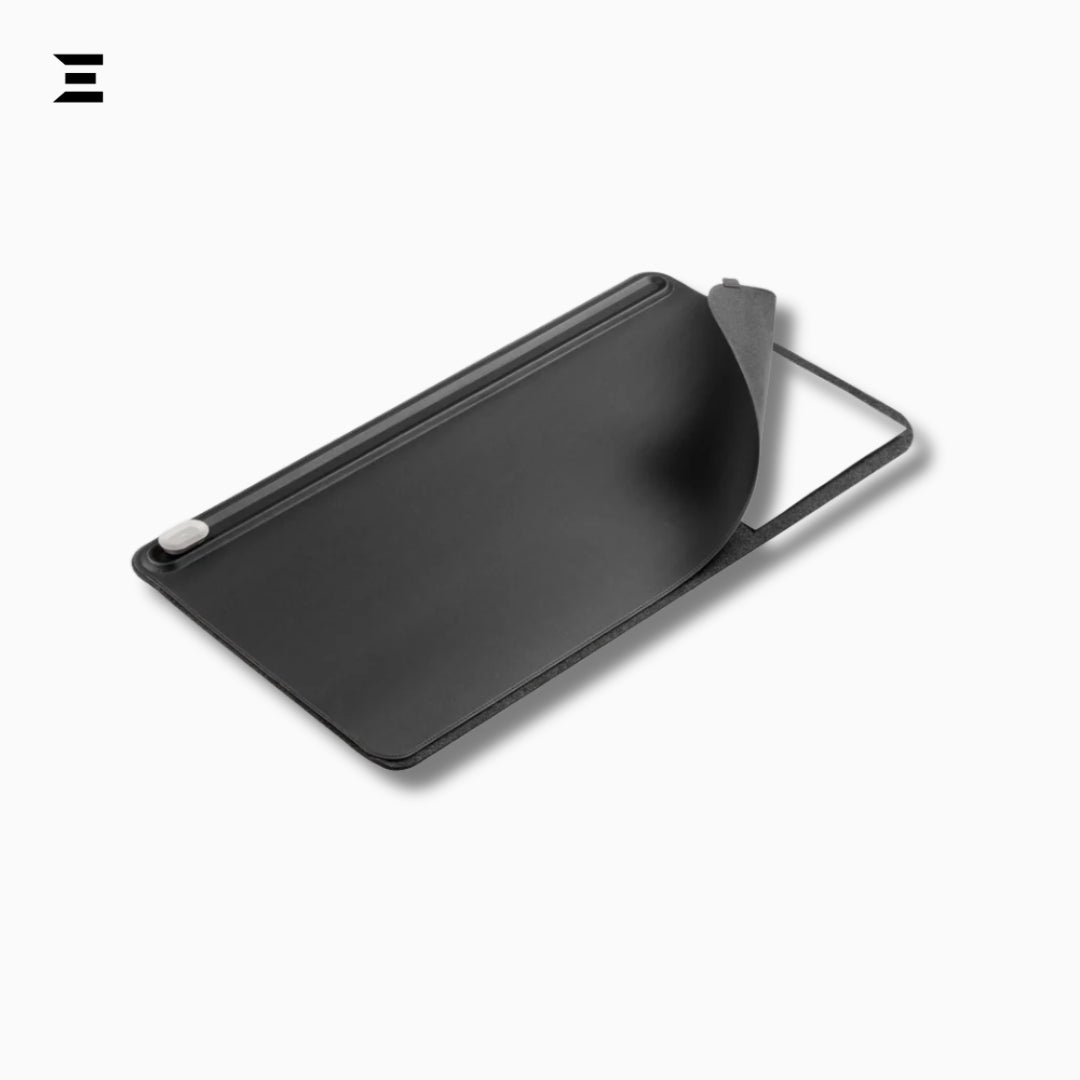 Premium PU Leather Desk Mouse Pad – Double Layer with Magnetic Cable Holder IBRELIA