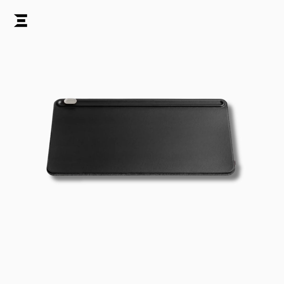 Premium PU Leather Desk Mouse Pad – Double Layer with Magnetic Cable Holder IBRELIA