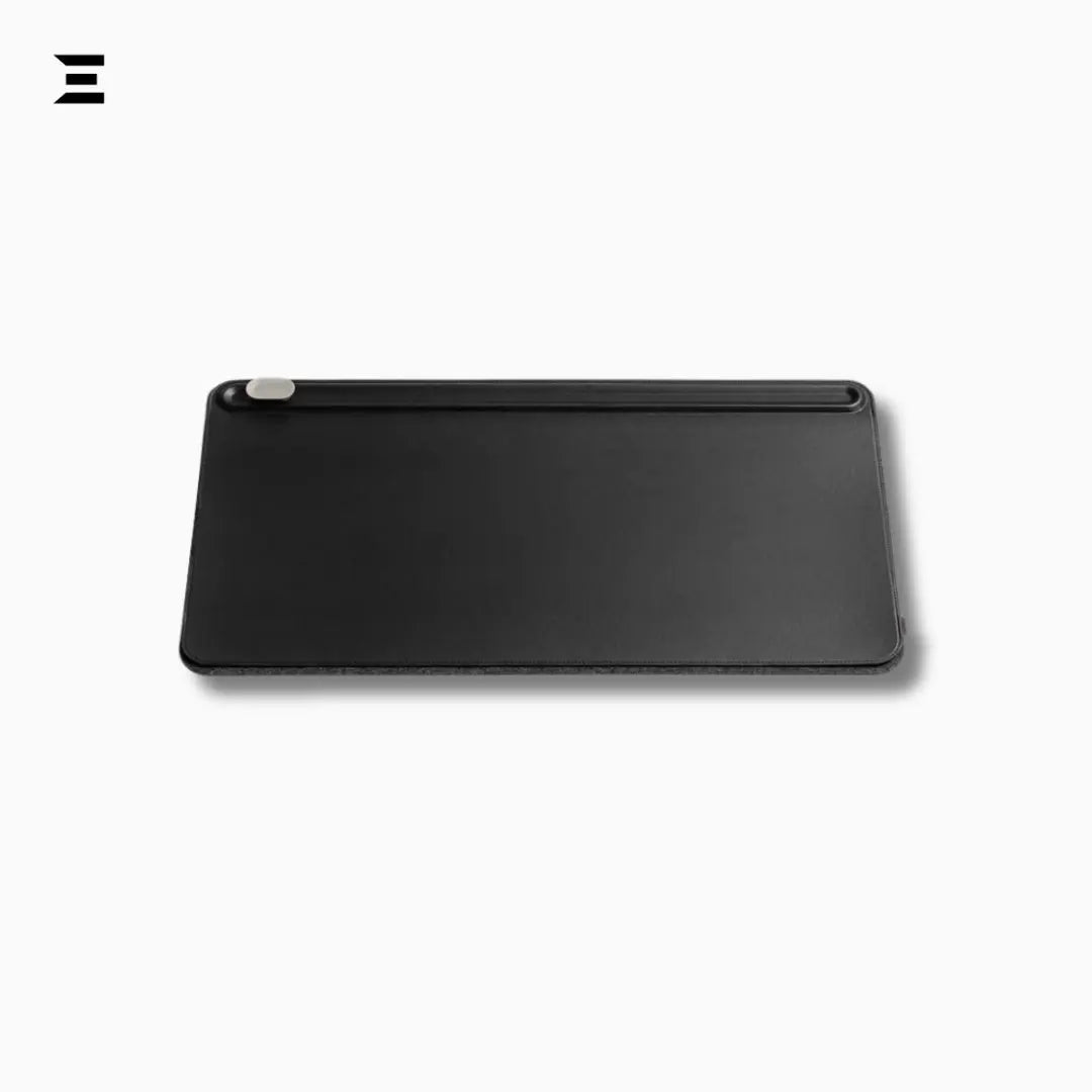 Premium PU Leather Desk Mouse Pad – Double Layer with Magnetic Cable Holder IBRELIA