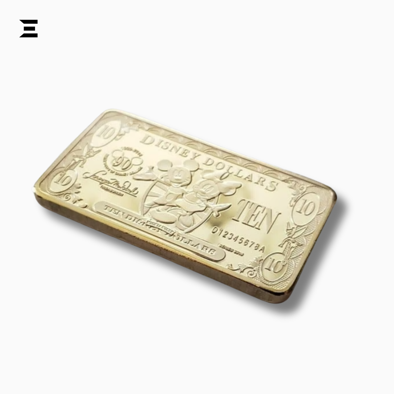 Rare Disney Dollars $10 Gold Coin Bar – 90th Anniversary Mickey Mouse Collectible IBRELIA