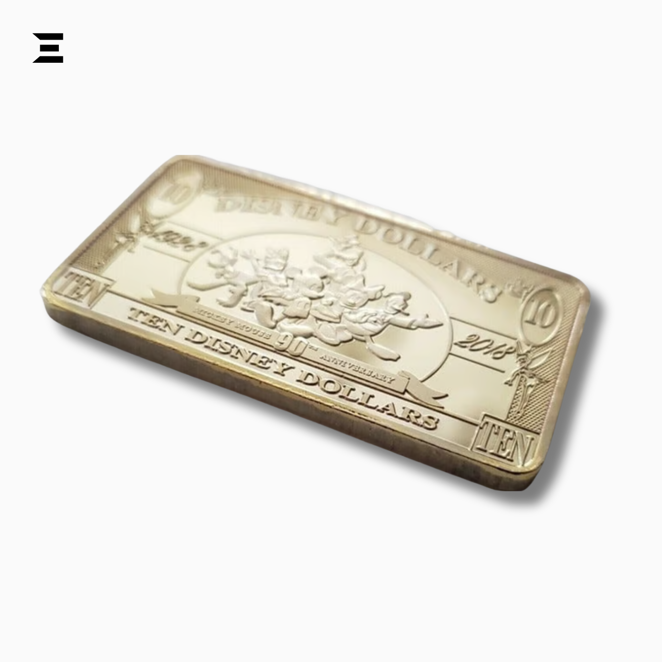 Rare Disney Dollars $10 Gold Coin Bar – 90th Anniversary Mickey Mouse Collectible IBRELIA