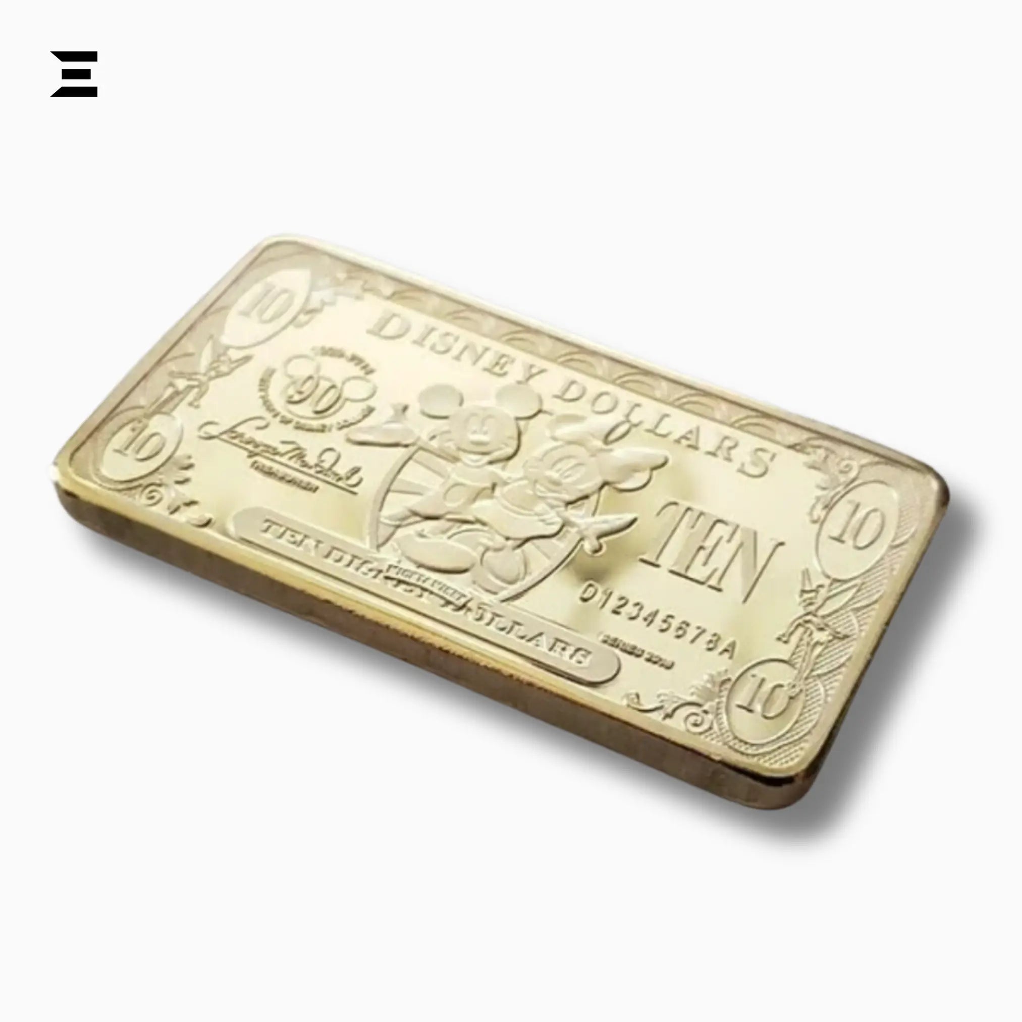 Rare Disney Dollars $10 Gold Coin Bar – 90th Anniversary Mickey Mouse Collectible - IBRELIA