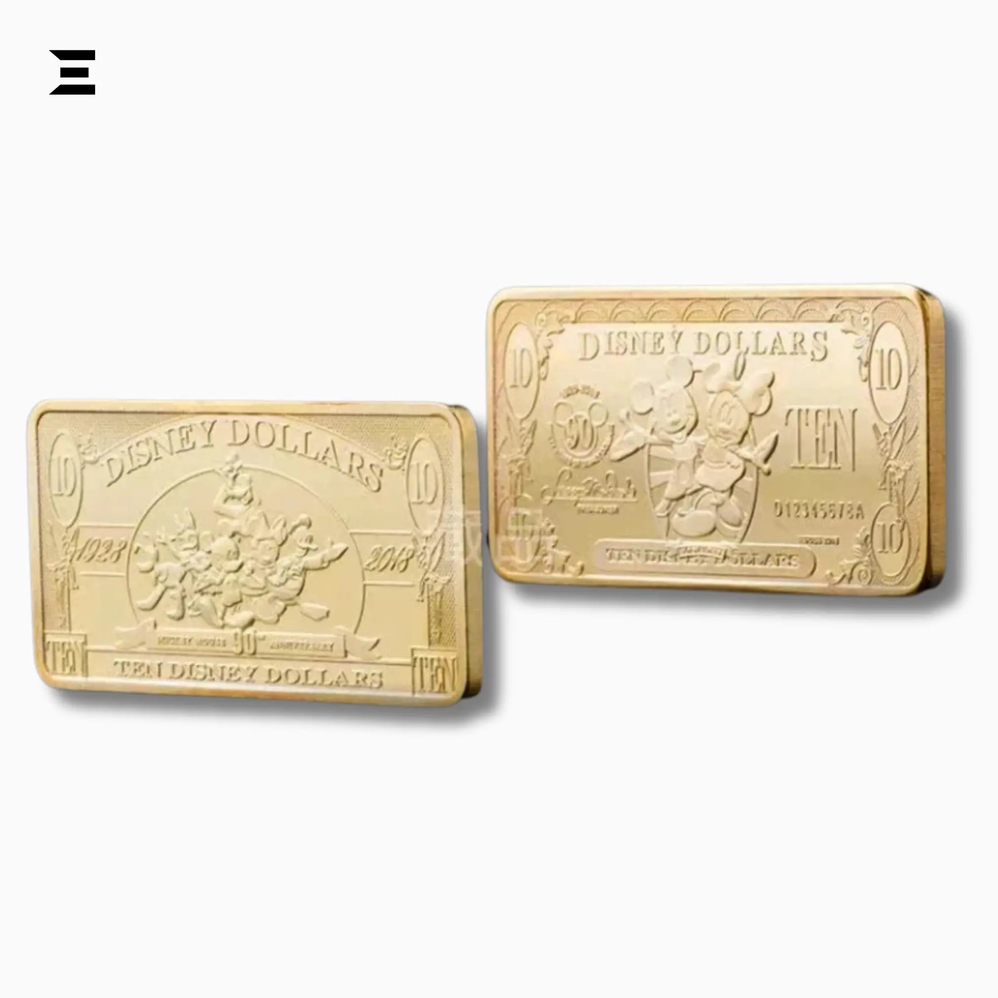 Rare Disney Dollars $10 Gold Coin Bar – 90th Anniversary Mickey Mouse Collectible - IBRELIA