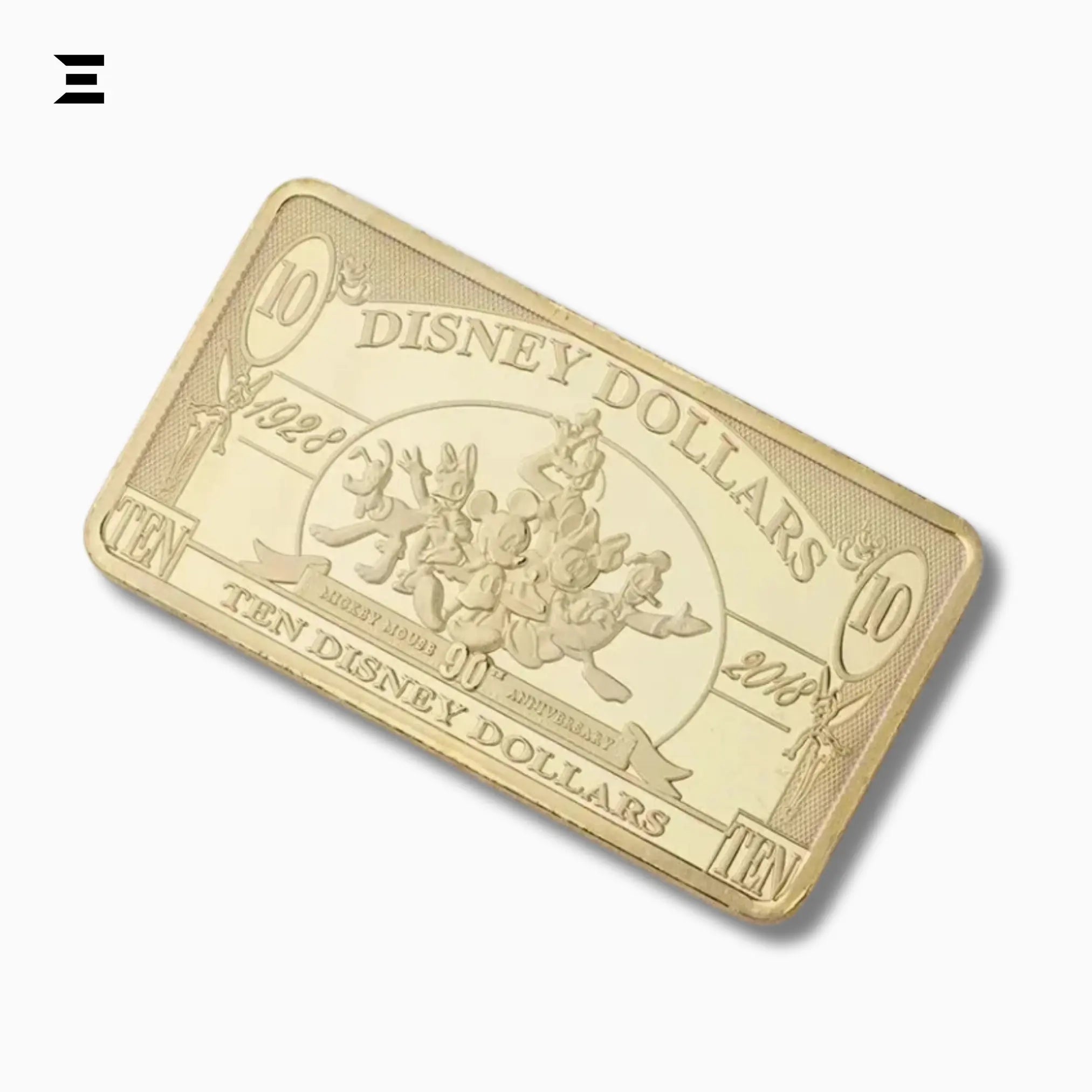 Rare Disney Dollars $10 Gold Coin Bar – 90th Anniversary Mickey Mouse Collectible - IBRELIA