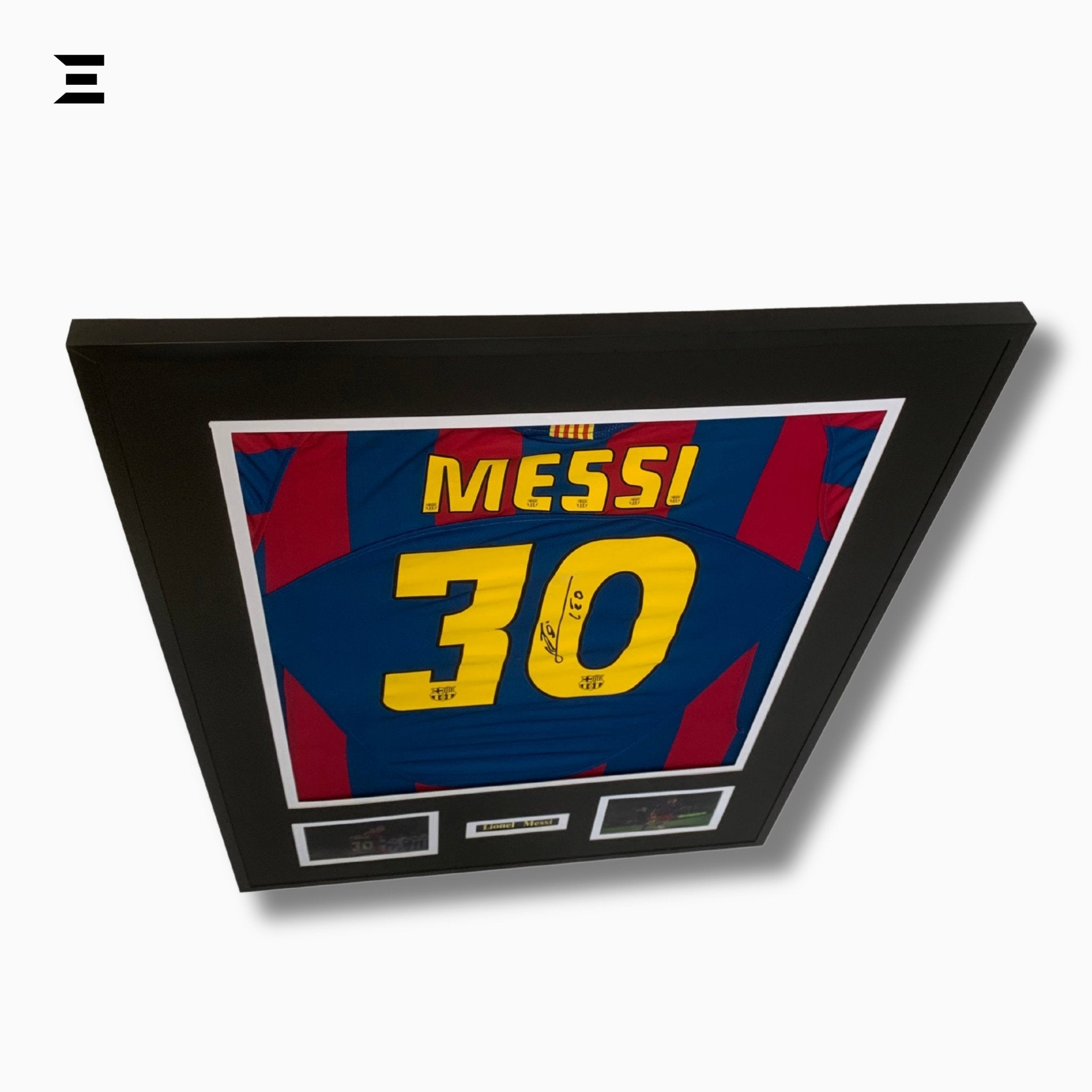 Lionel Messi “Signed” Barcelona Jersey Frame – Facsimile Autograph | Metal & Acrylic Display 23.5 × 31.5 in | IBRELIA™ - IBRELIA