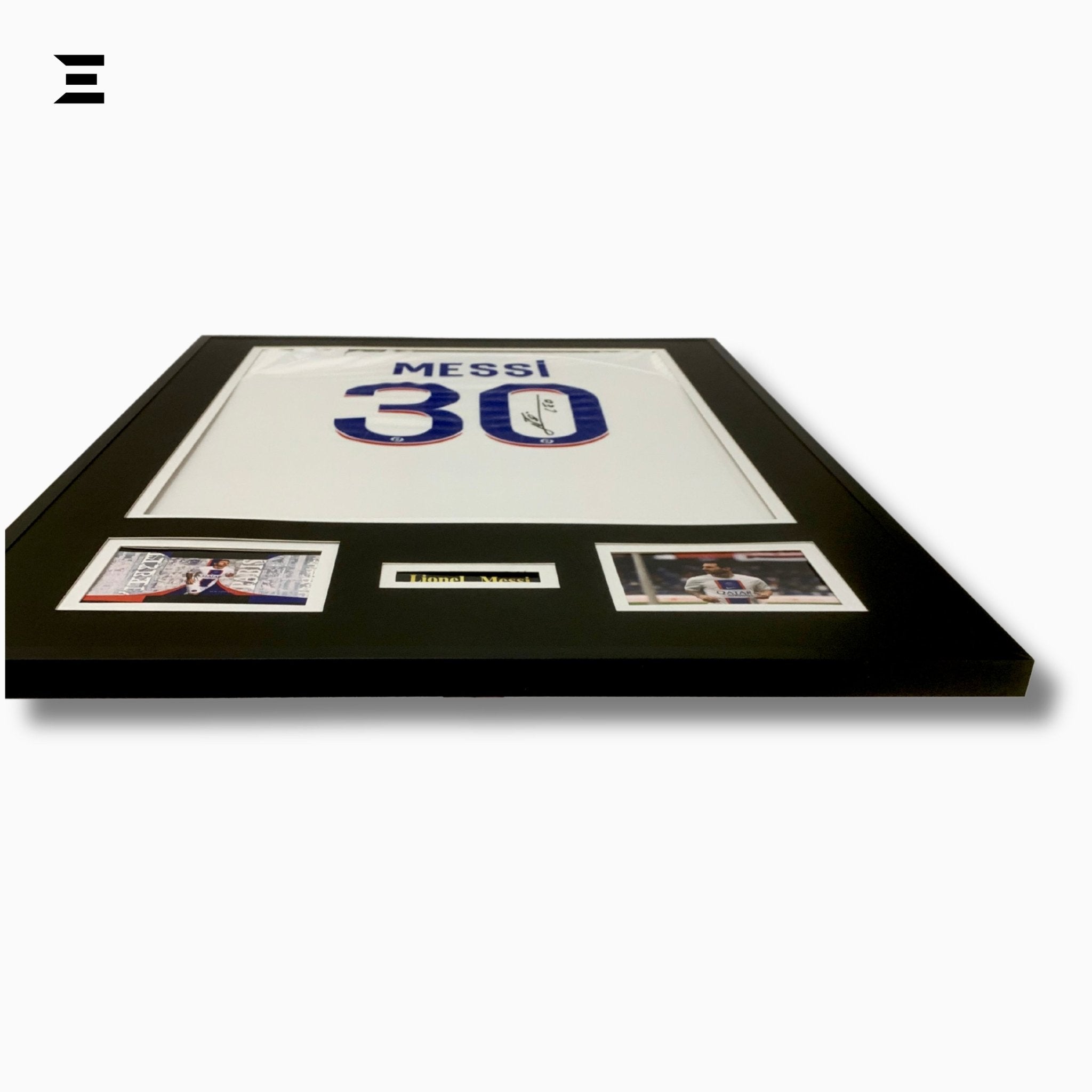 Lionel Messi “Signed” PSG Jersey Frame – Facsimile Autograph | Metal & Acrylic Display 23.5 × 31.5 in | IBRELIA™ - IBRELIA