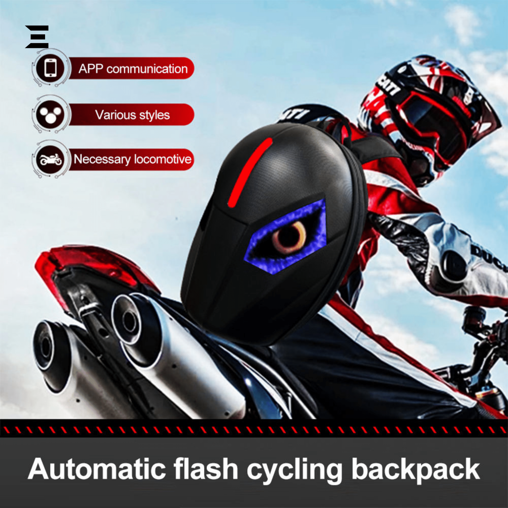 LED Motorcycle Backpack – Waterproof Digital Display Smart Bag with WiFi App Control (Black/Carbon) | IBRELIA™ - IBRELIA