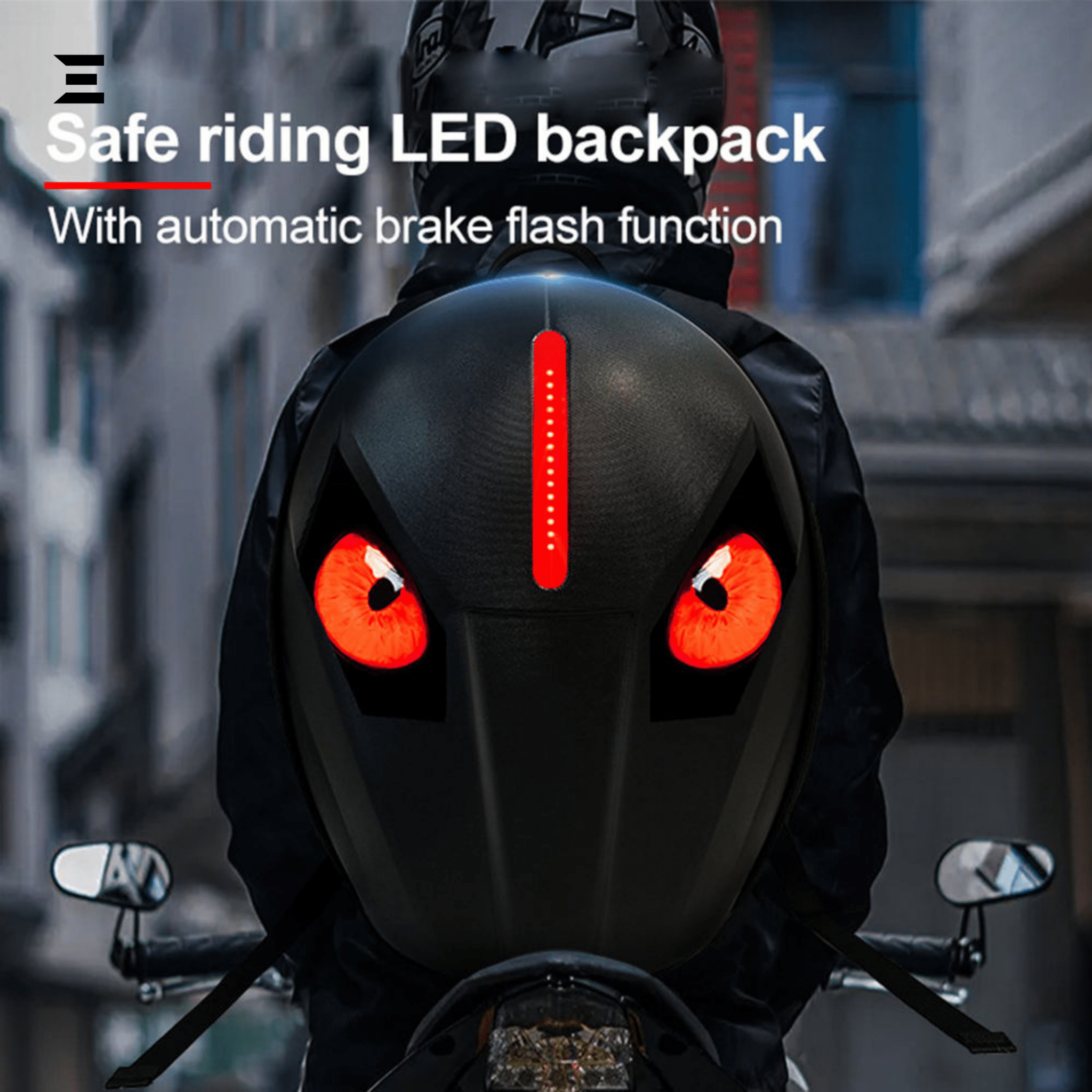 LED Motorcycle Backpack – Waterproof Digital Display Smart Bag with WiFi App Control (Black/Carbon) | IBRELIA™ - IBRELIA