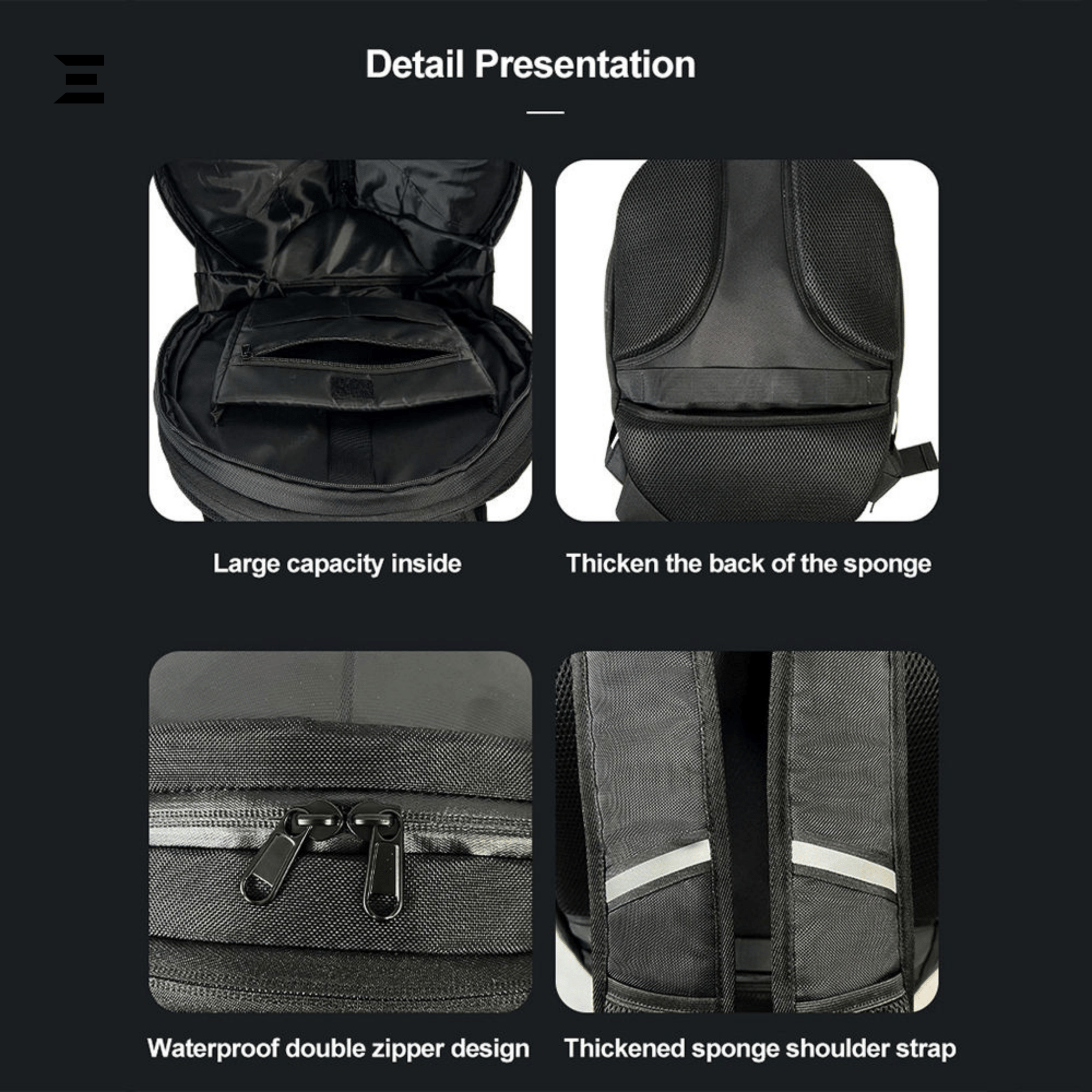 LED Motorcycle Backpack – Waterproof Digital Display Smart Bag with WiFi App Control (Black/Carbon) | IBRELIA™ - IBRELIA