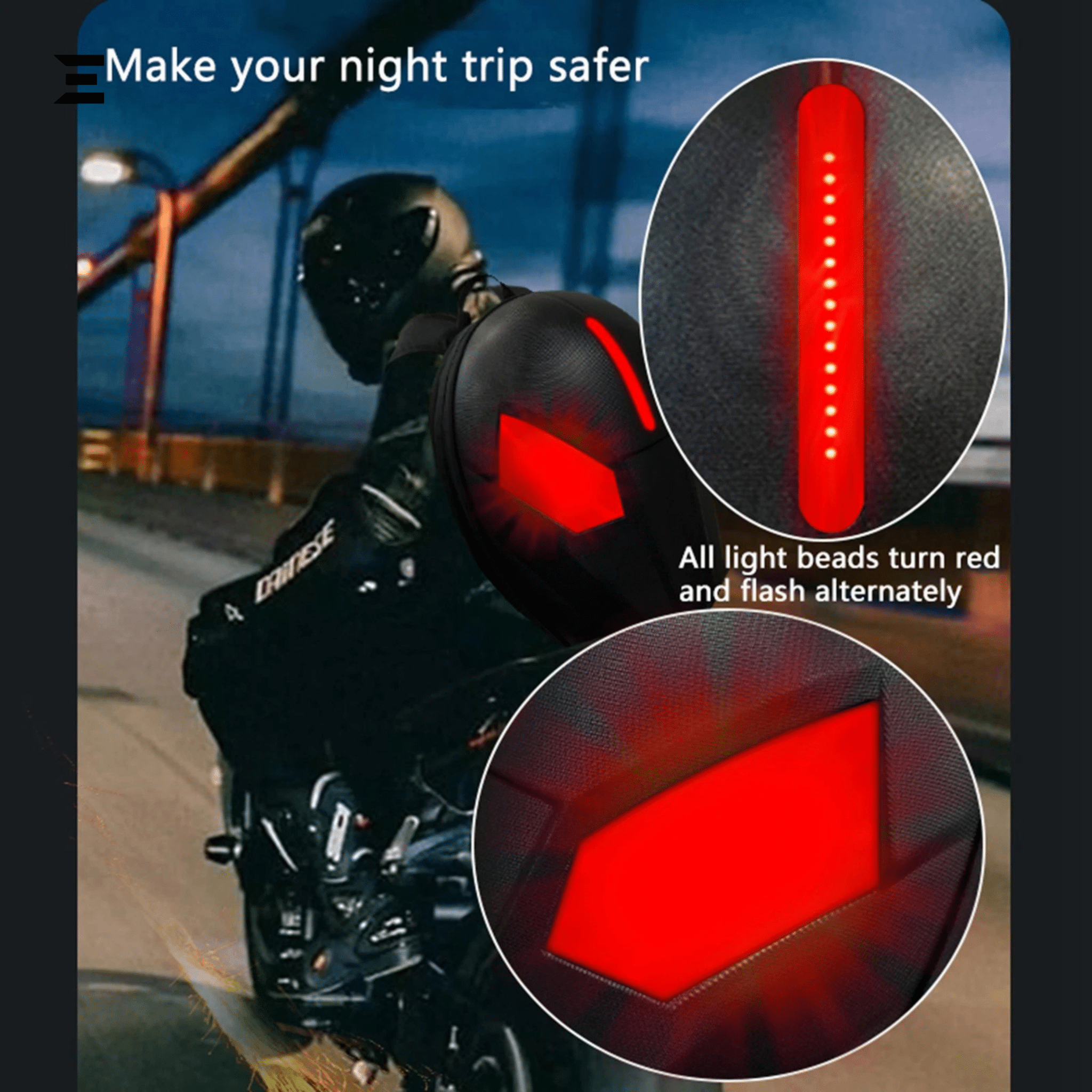 LED Motorcycle Backpack – Waterproof Digital Display Smart Bag with WiFi App Control (Black/Carbon) | IBRELIA™ - IBRELIA